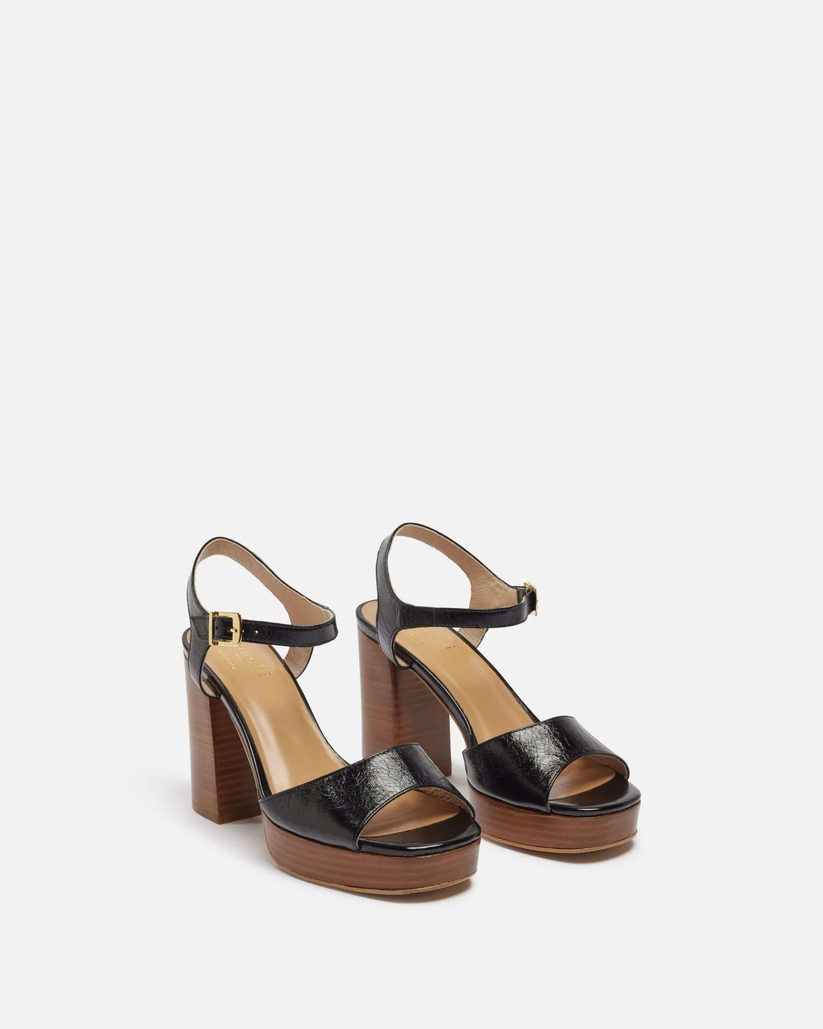 SANDALES MORIA/CRK - En cuir craquelé à talons noir