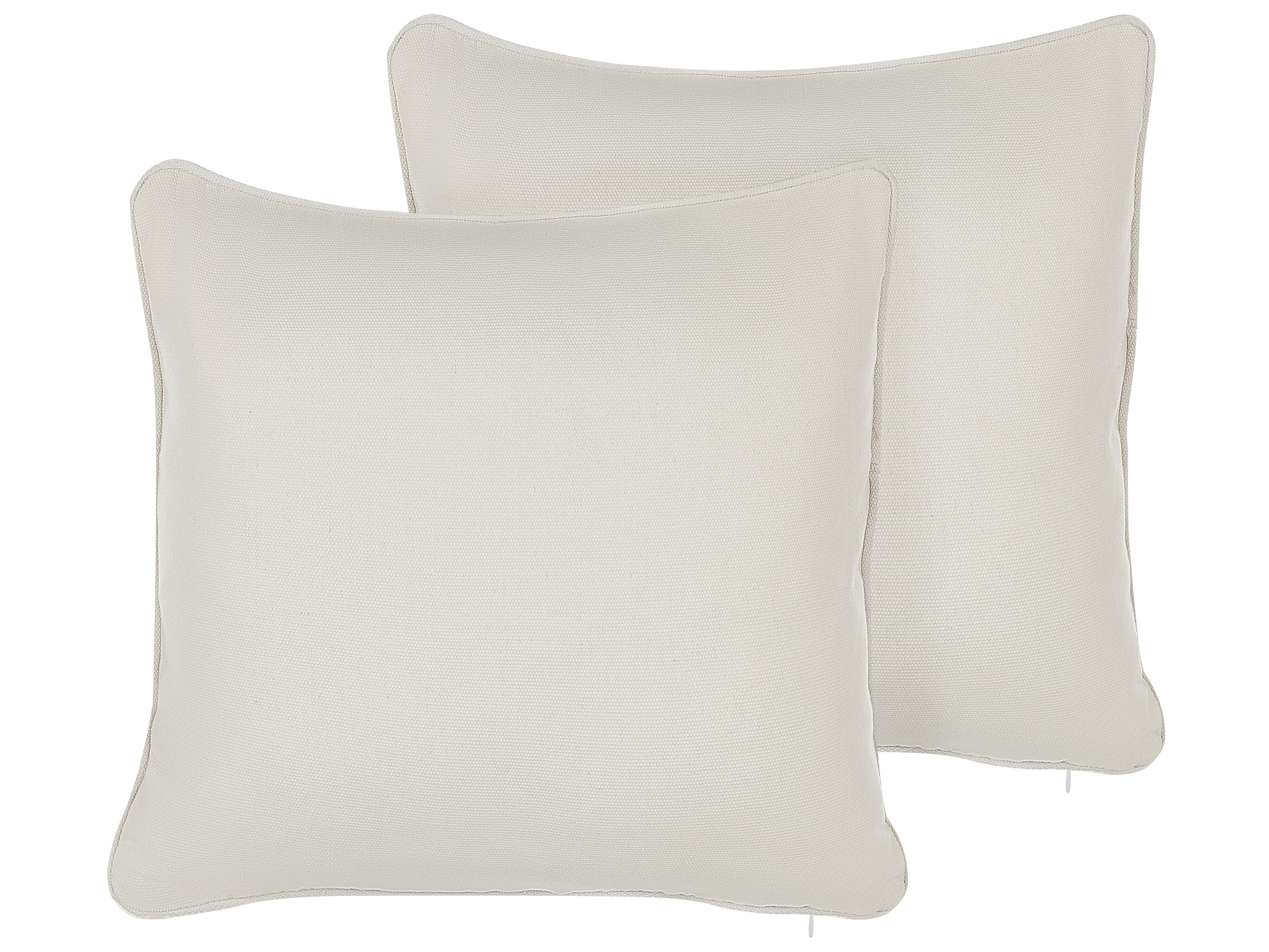 Set of 2 Decorative Cushions HELIOTROPE 45 x 45 cm White Solid