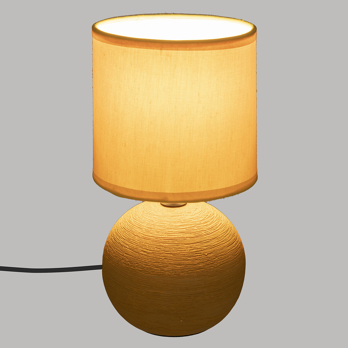 Ceramic lamp "Tim&eacute;o" Mustard yellow streaked, H.25 cm