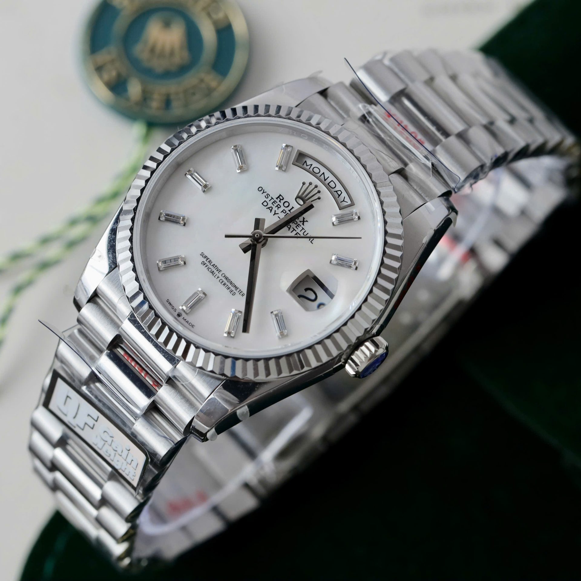 Rolex Day-Date 128236 MOP Dial Copies Watches Weight 158gram QF Factory 36mm - Elite Watch Atelier