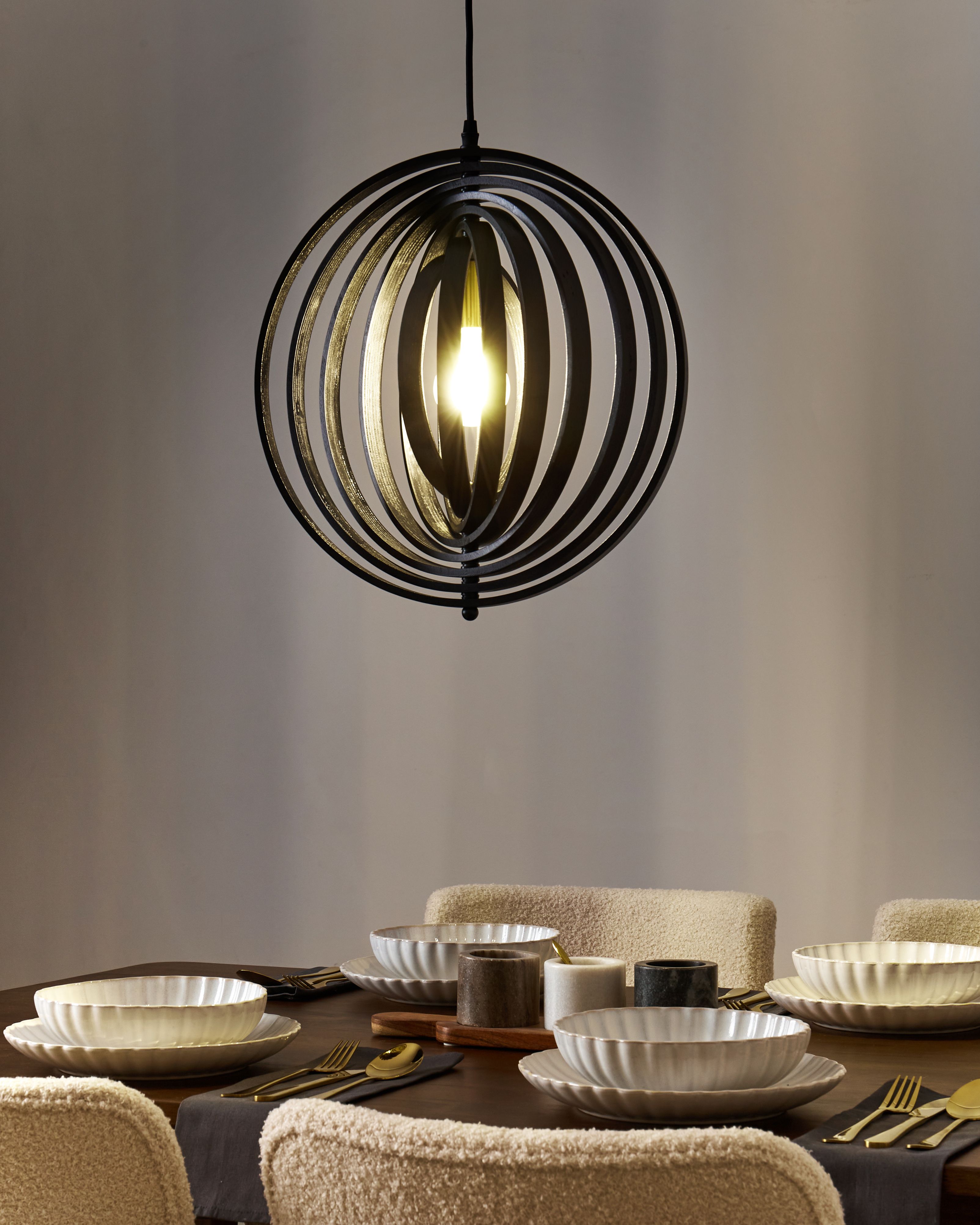 Pendant Lamp MURRELL Poplar Wood Black