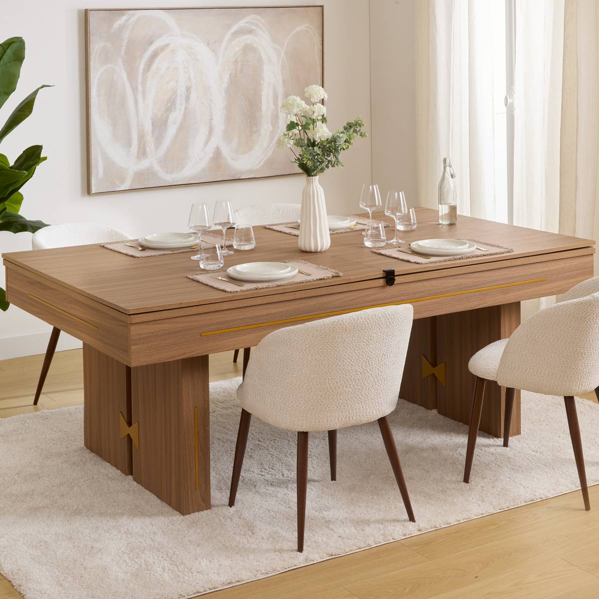 3-in-1 Dining Table "Dave" Brown, 215x121.8 cm