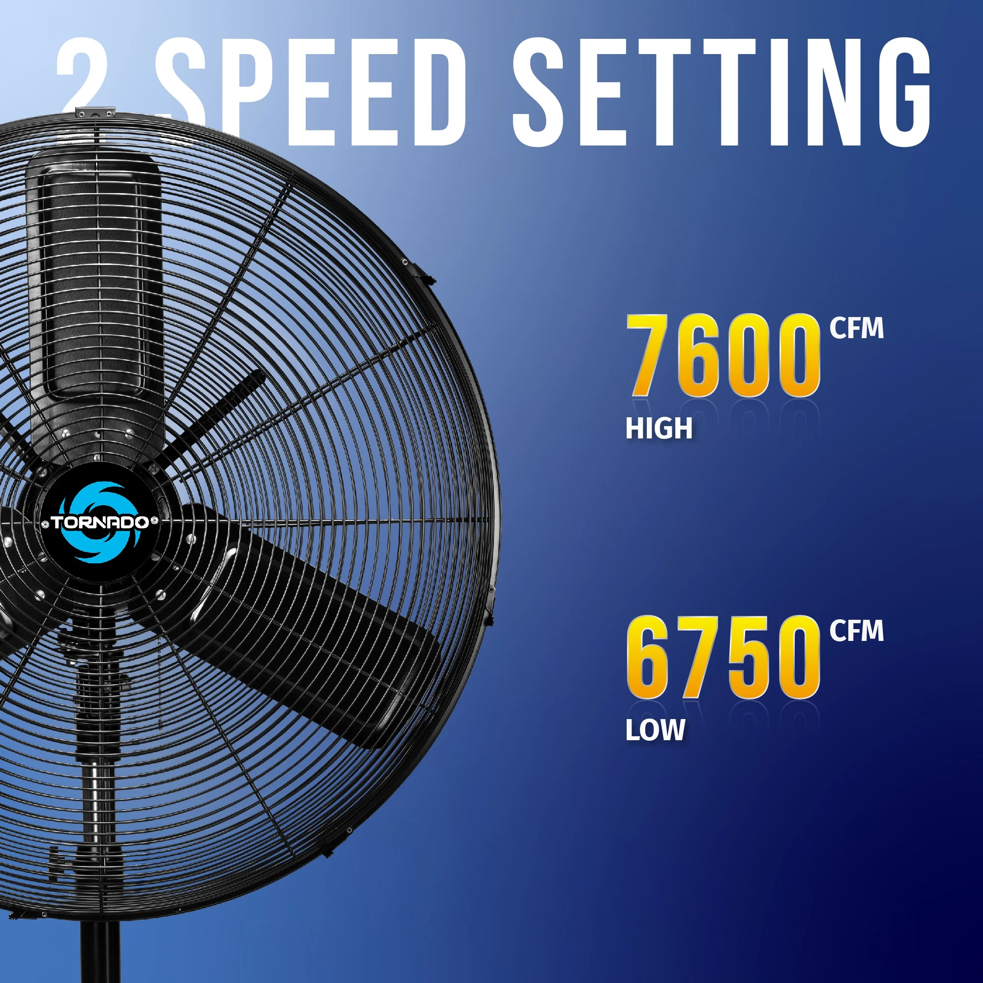Tornado - 20 Inch High Velocity Metal Oscillating Pedestal Fan - Commercial, Industrial Use Water-Resistant - Image 13