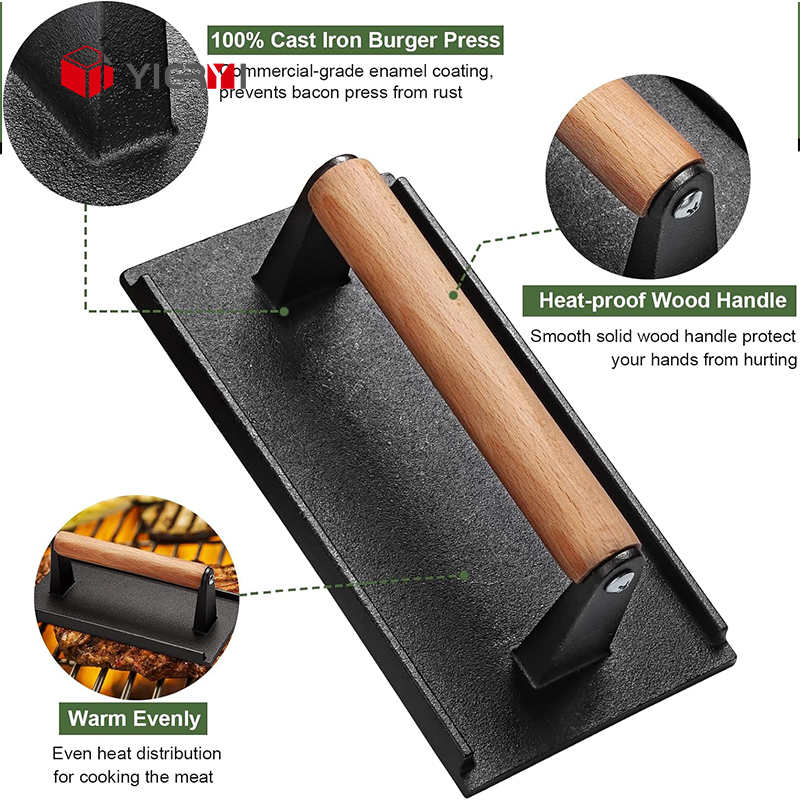 Hot Sale Griddle Grill Cooking Lron Burger Press Smash Burger Press Hamburger Steak Patty BBQ Maker Smasher