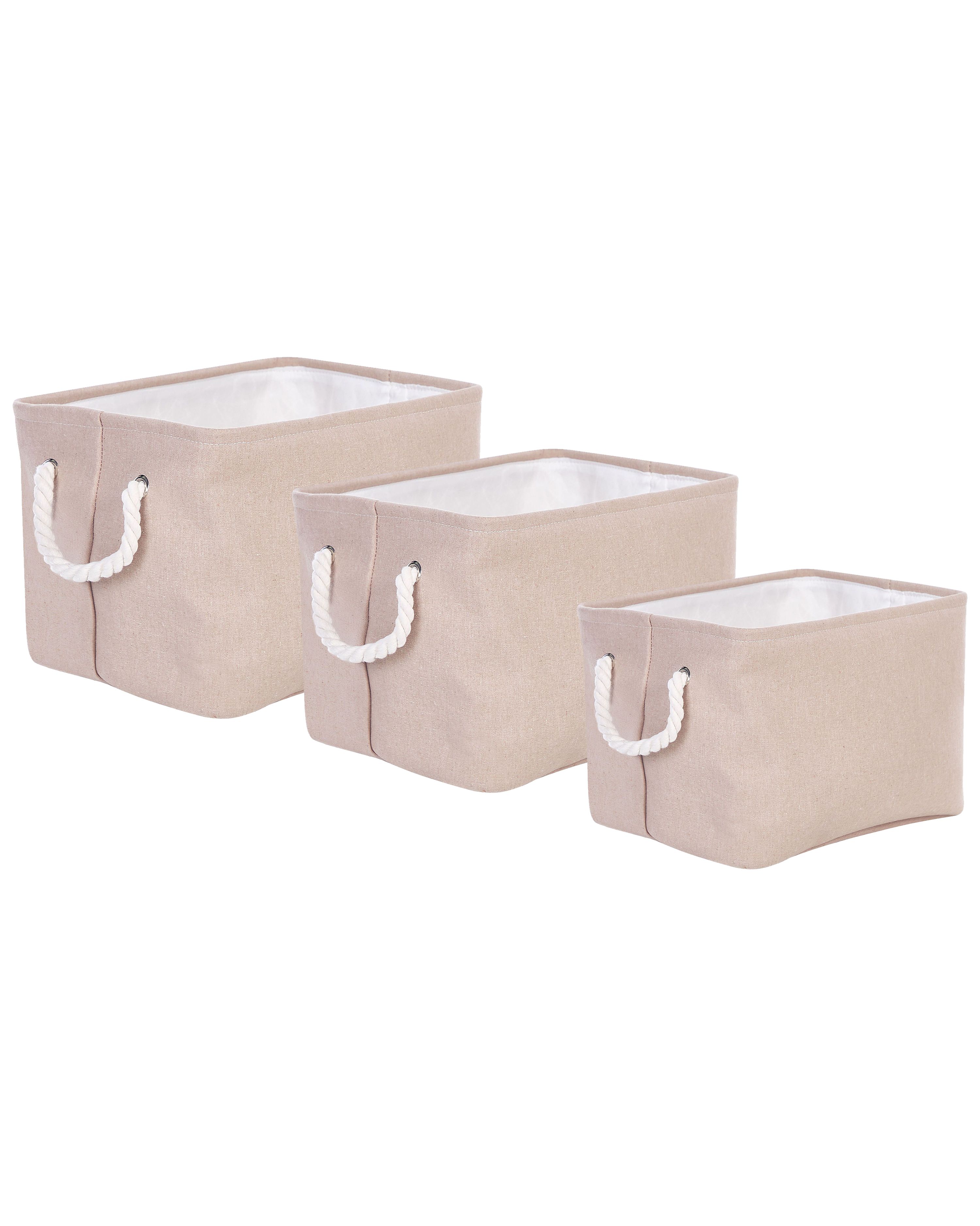 Set of 3 Baskets DARQAB Cotton Taupe
