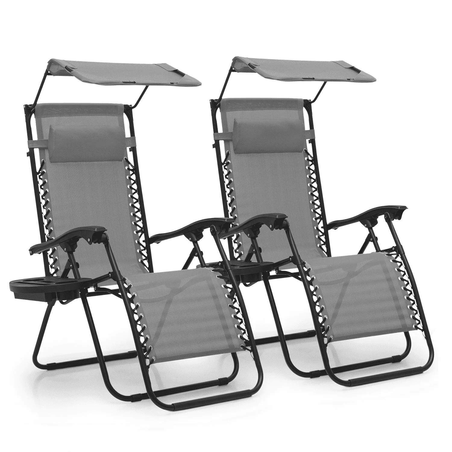 MoNiBloom Zero Gravity Reclining Chairs Set Of 2 With Canopy Shade And Headrest, Black - 330 lbs - Image 12 MoNiBloom Zero Gravity Reclining Chairs Set Of 2 With Canopy Shade And Headrest, Black - 330 lbs - Image 12