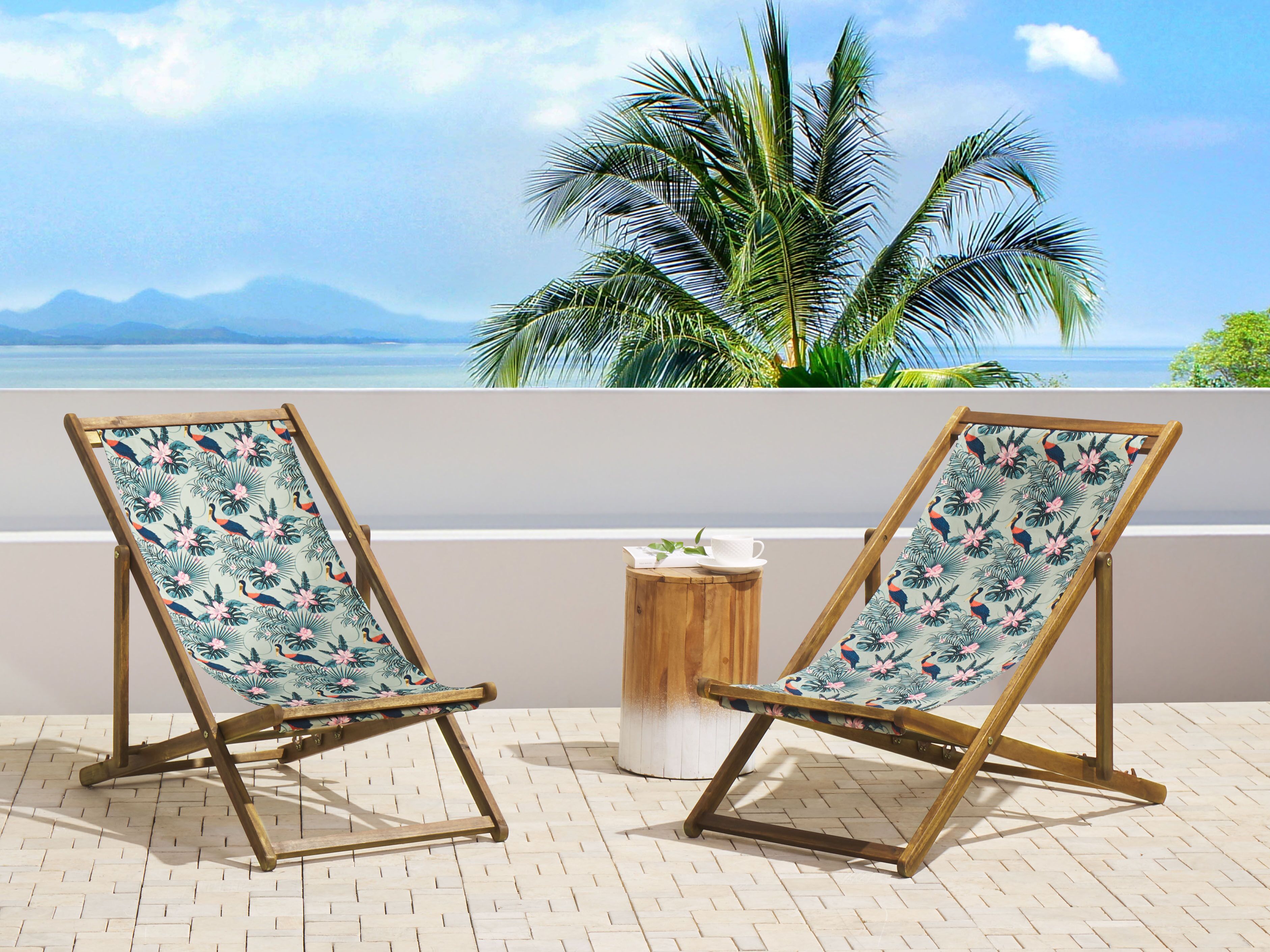 Set of 2 Sun Lounger Replacement Fabrics ANZIO/AVELLINO 113 x 44 cm Multicolour