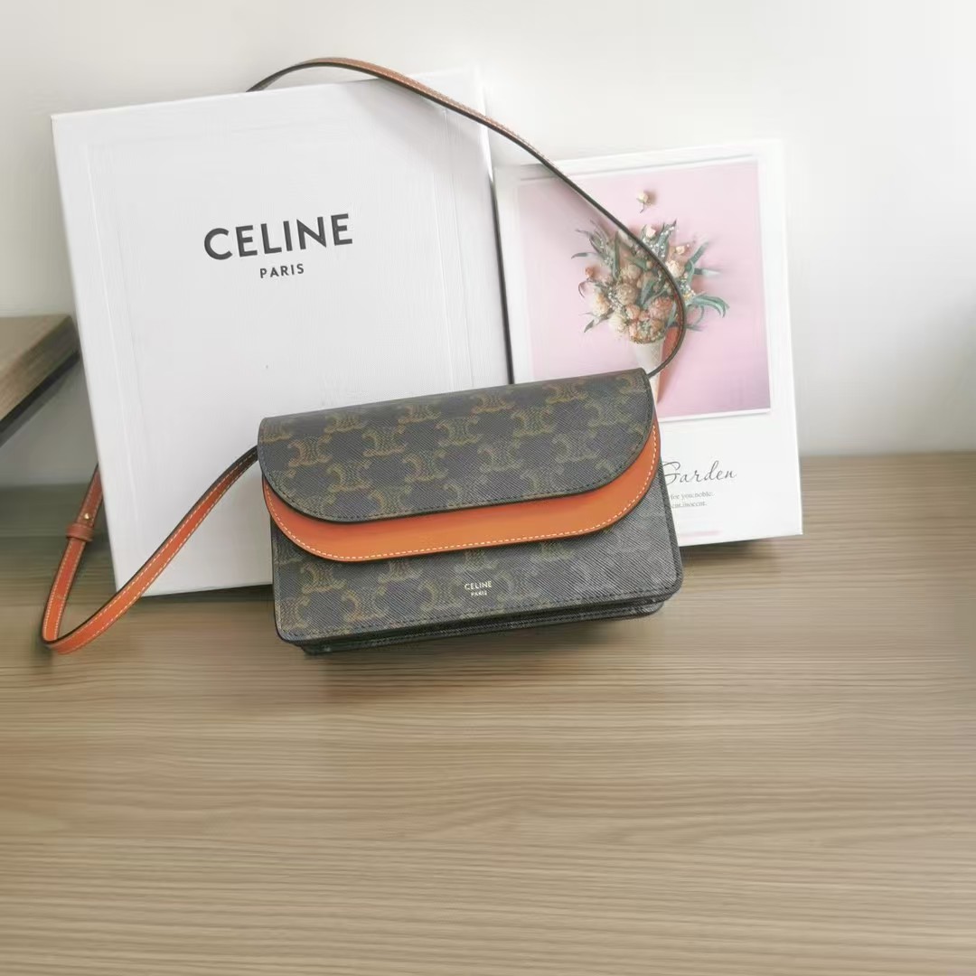 Celine Triomphe Canvas Lambskin Wallet