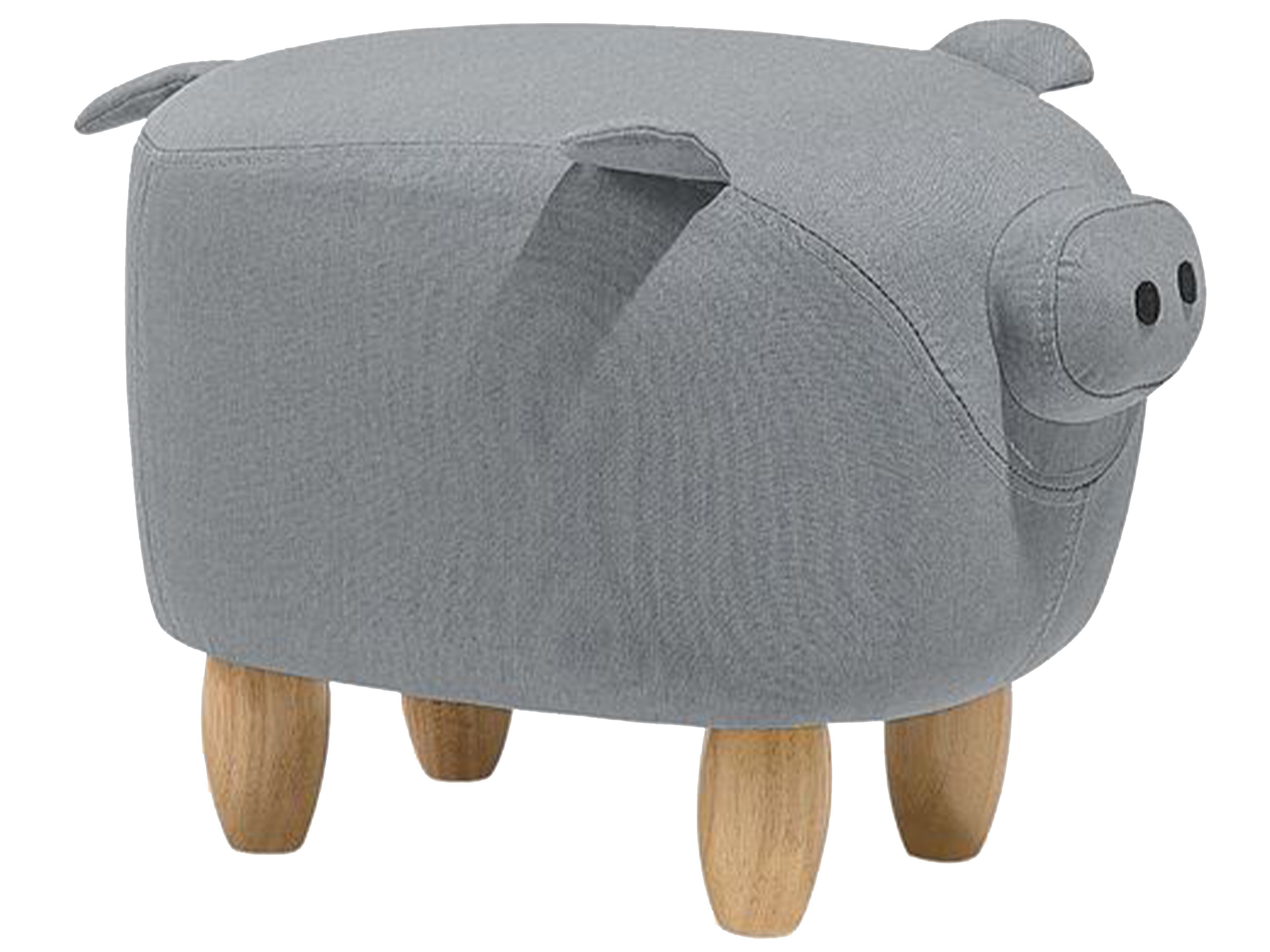 Animal Stool PIGGY Fabric Light Grey Pig