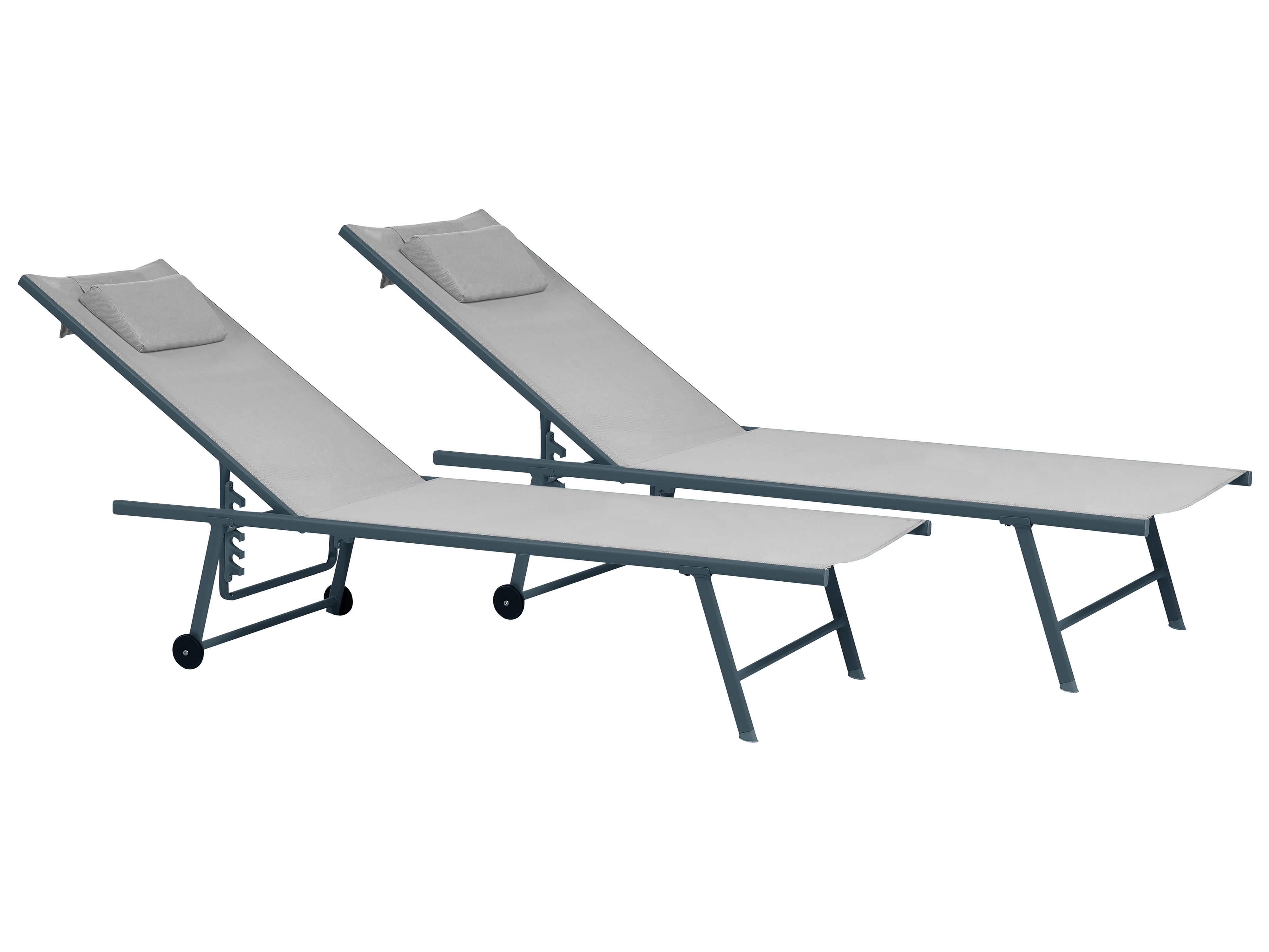 Set of 2 Sun Loungers SORONI Metal Light Grey