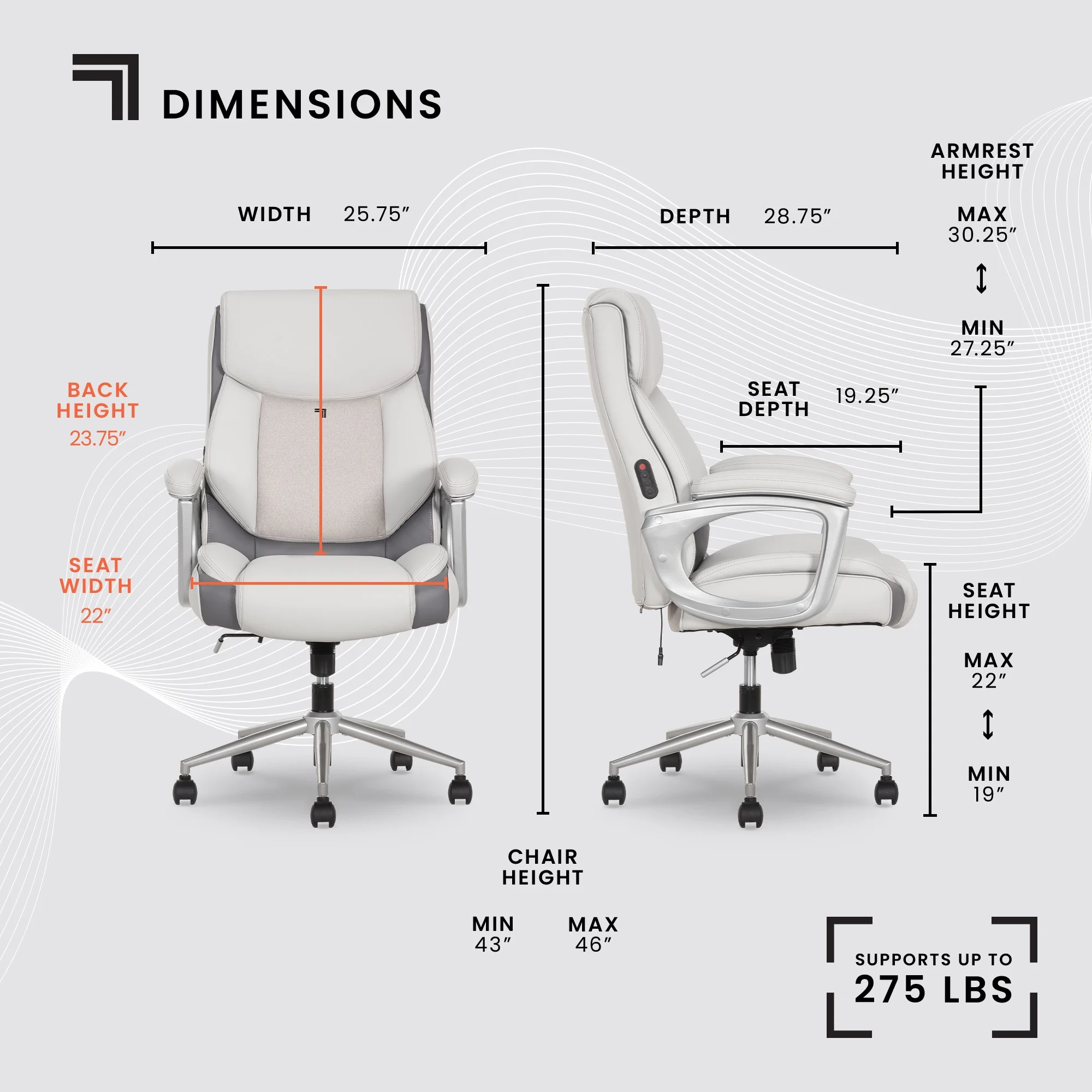 Sharper Image S-120 Massage and Heat Office Chair, Gray/White - Image 27