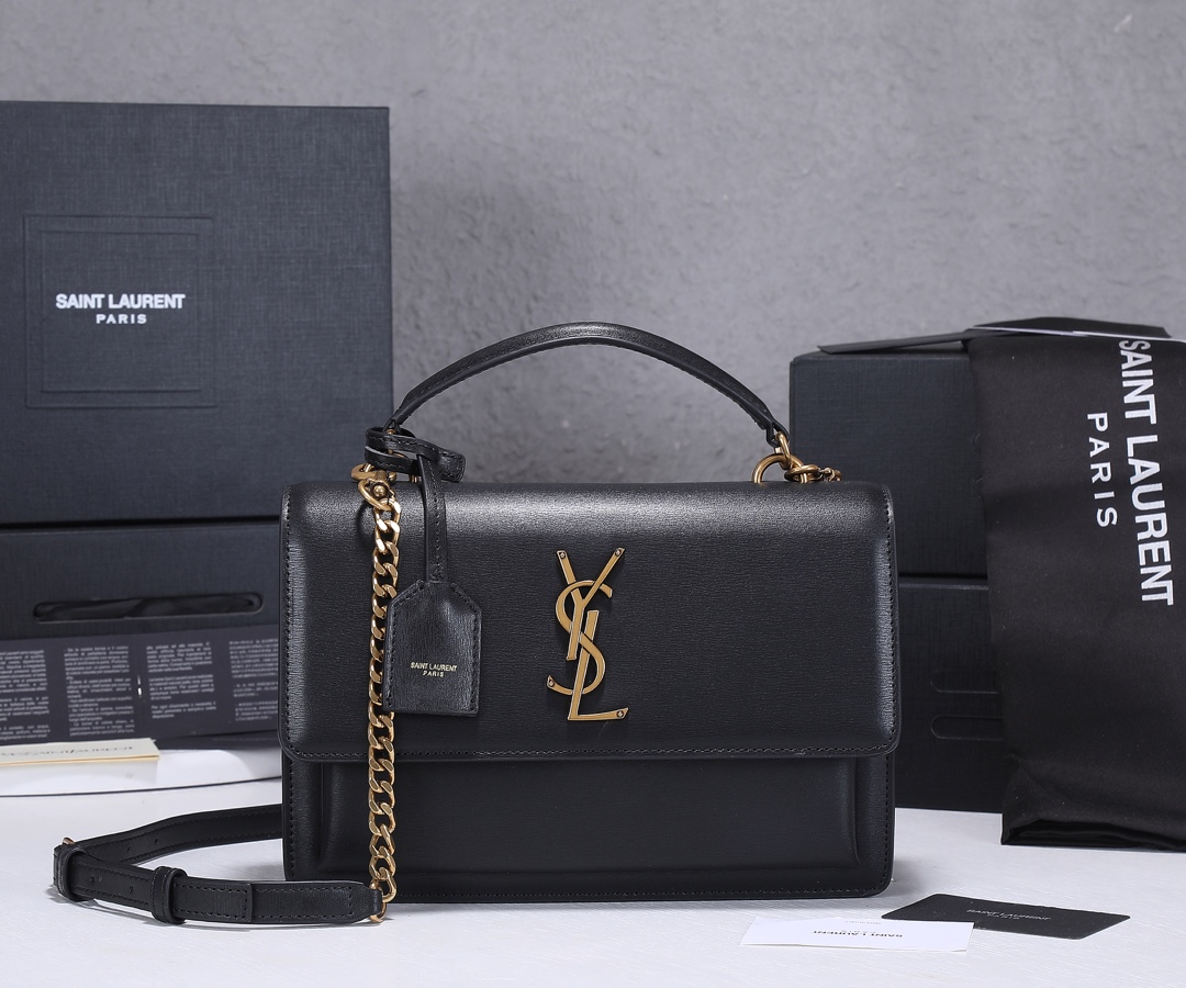 Replica Ysl Sunset Medium Top Handle Bag- Black/Beige1:1High-quality replica