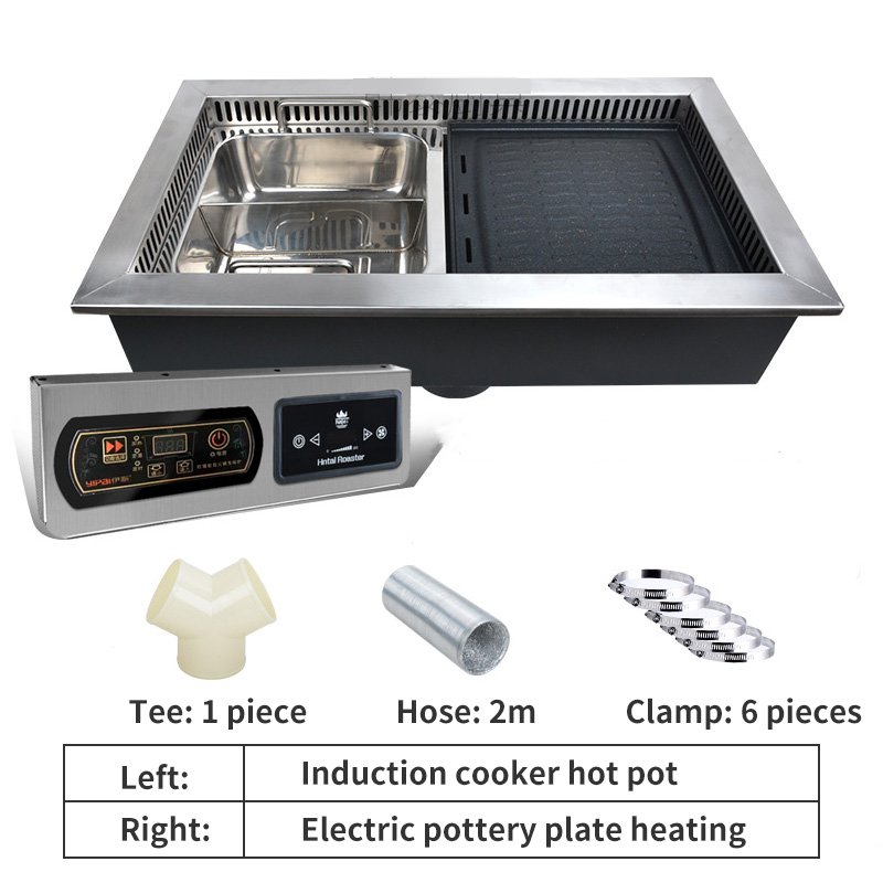 Wholesale Japanese Commercial Electric Hot Pot and Bbq Grill Rectangle Embedded Electric Combo Barbecue Shabu Grill