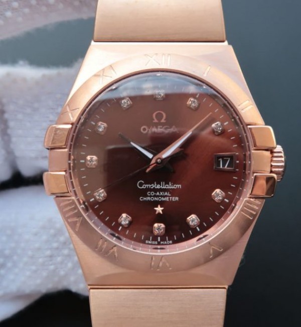 Replica Omega V6 Constellation 123.20.35 RG Case Brown Dial - Top club