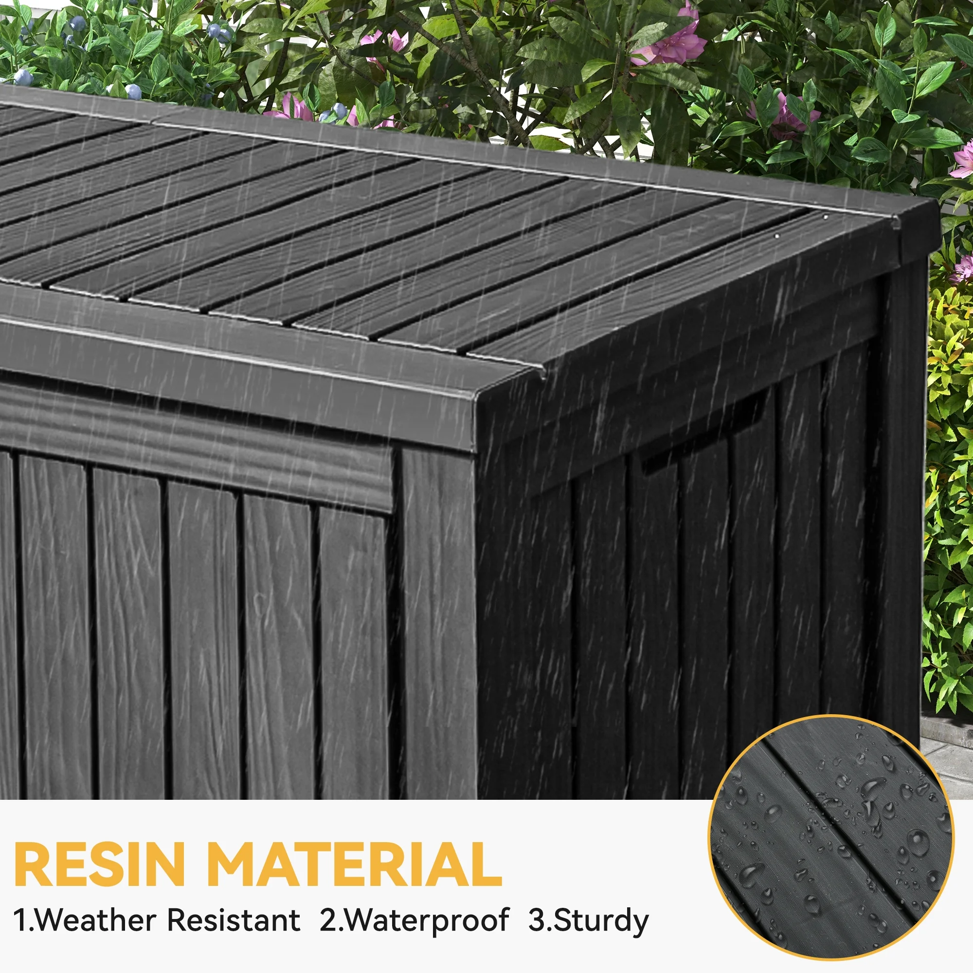 Uforic 150 Gallon Outdoor Storage Deck Box , Large Outdoor Storage Organized w/Divider,for Patio Furniture,Garden Tools, Black