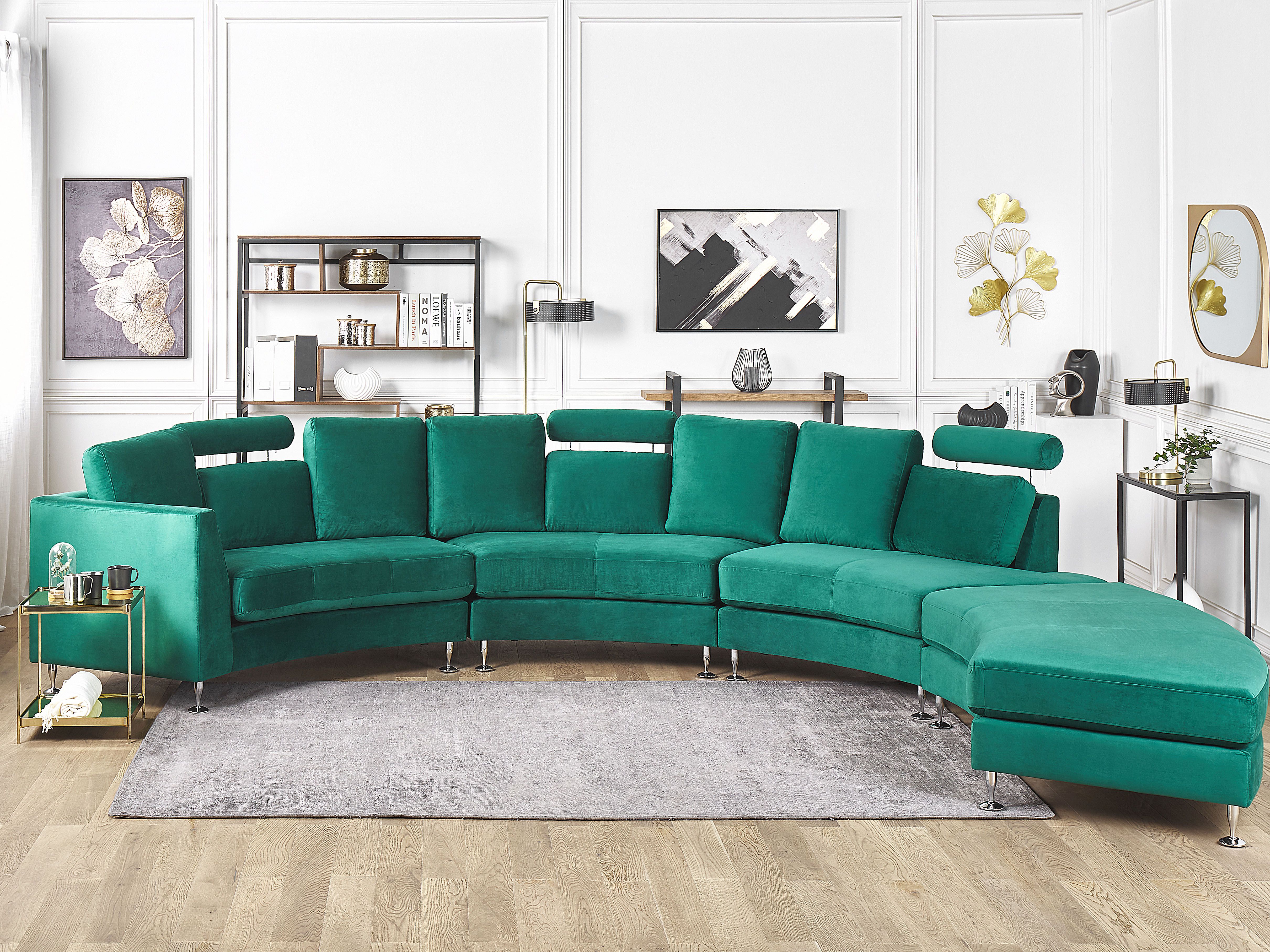 Curved Sofa 7 Seater ROTUNDE Velvet Dark Green