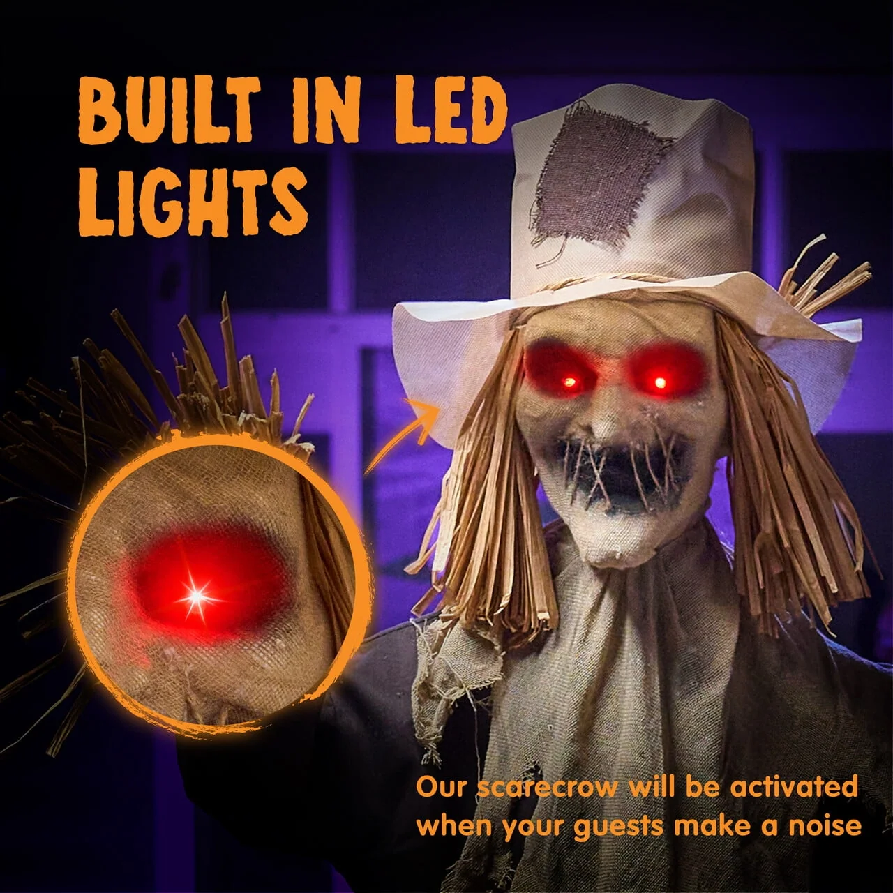 Joyfy Halloween Decorations Outdoor, Sound Activated with LED Eyes & Sound & Motion, Decor for Yard Farm Garden Indoor Haunted House - Image 3 Joyfy Halloween Decorations Outdoor, Sound Activated with LED Eyes & Sound & Motion, Decor for Yard Farm Garden Indoor Haunted House - Image 3