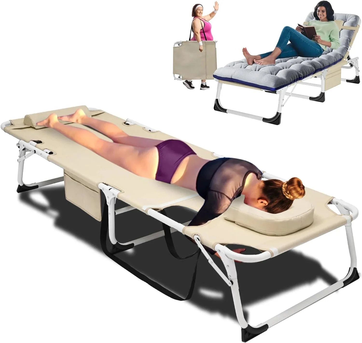 Slsy 5-Position Adjustable Folding Lounge Chair And Cot - 75.2" x 25.6" x 11.8" - Image 143 Slsy 5-Position Adjustable Folding Lounge Chair And Cot - 75.2" x 25.6" x 11.8" - Image 143