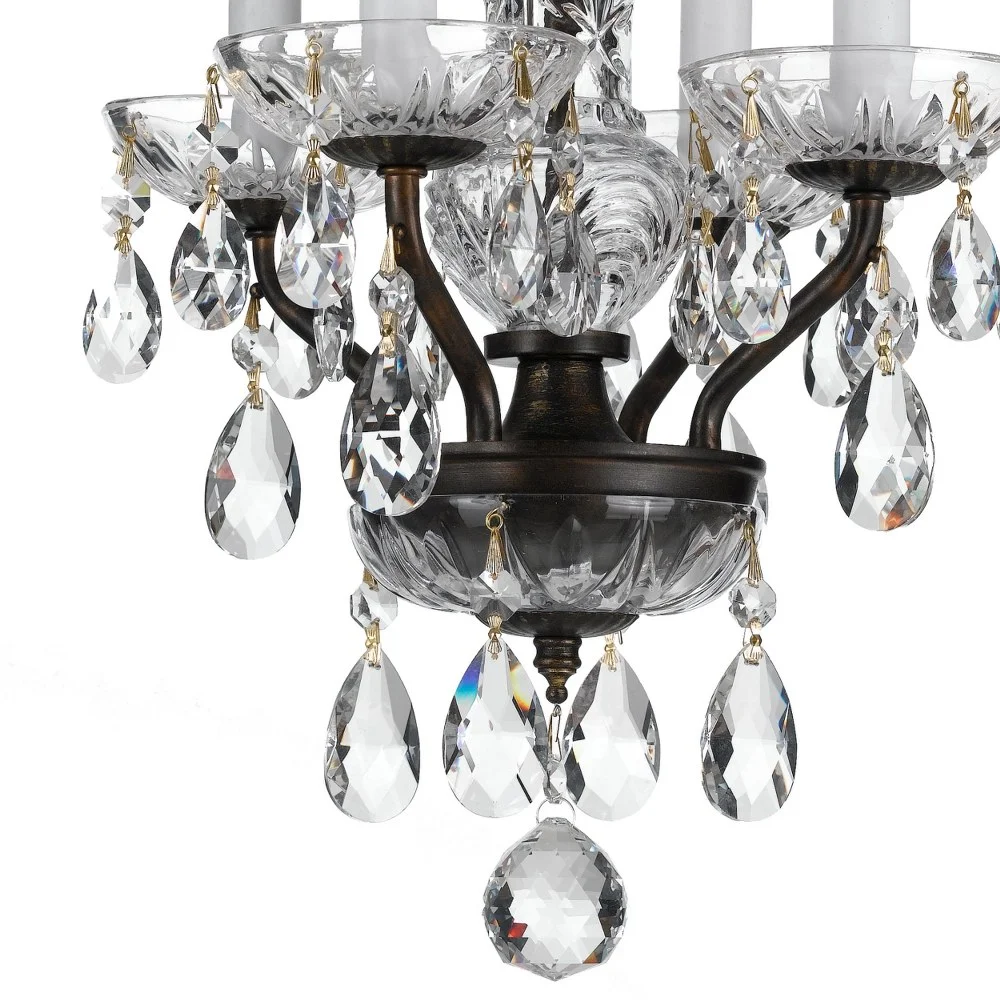 5534-EB-CL-MWP-Crystorama Lighting-Traditional Crystal - 15 Inch 4 Light Chandelier-Hand Cut Crystal Type-English Bronze Finish   -Traditional