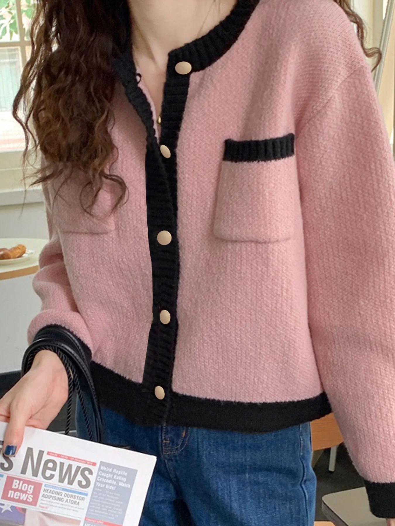 Contrast Trim Button Up Cardigan - ZKZOOK