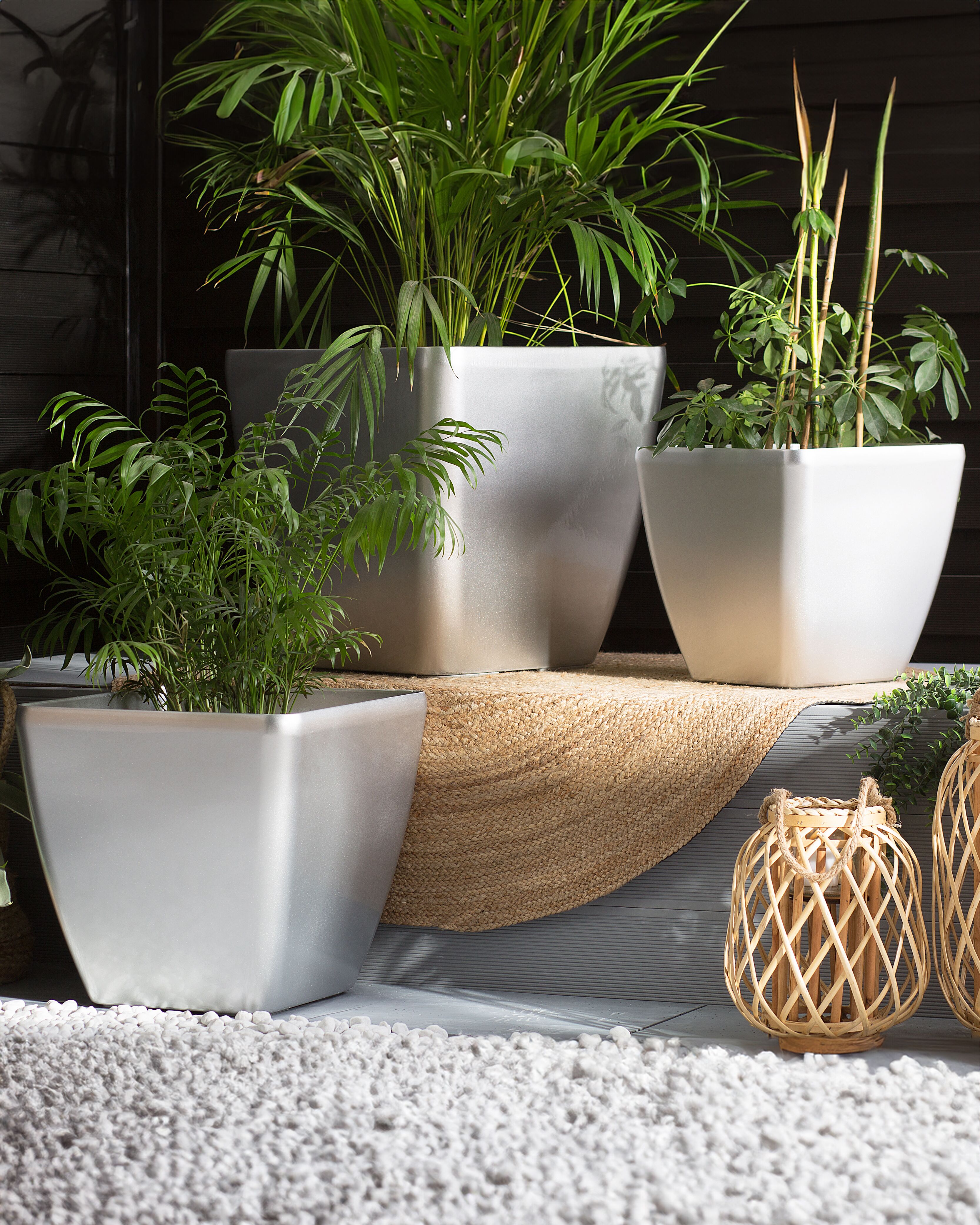 Set of 2 Plant Pots ASTRAS 50 cm Silver