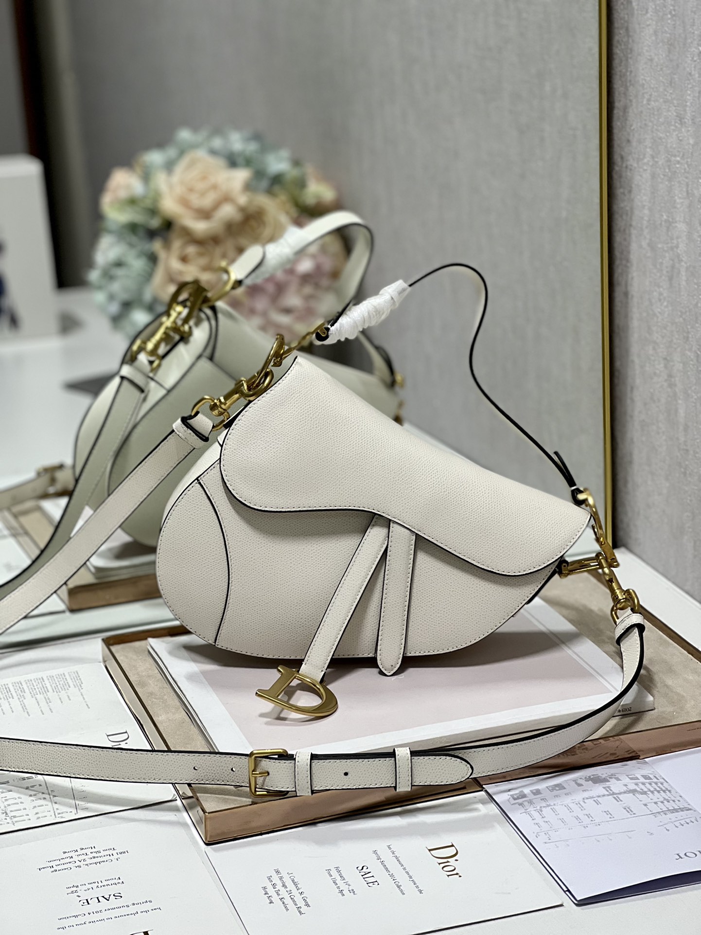 Dior Christian Saddle Bag With Strap White For Women 10in/25.5cm1:1High-quality replica