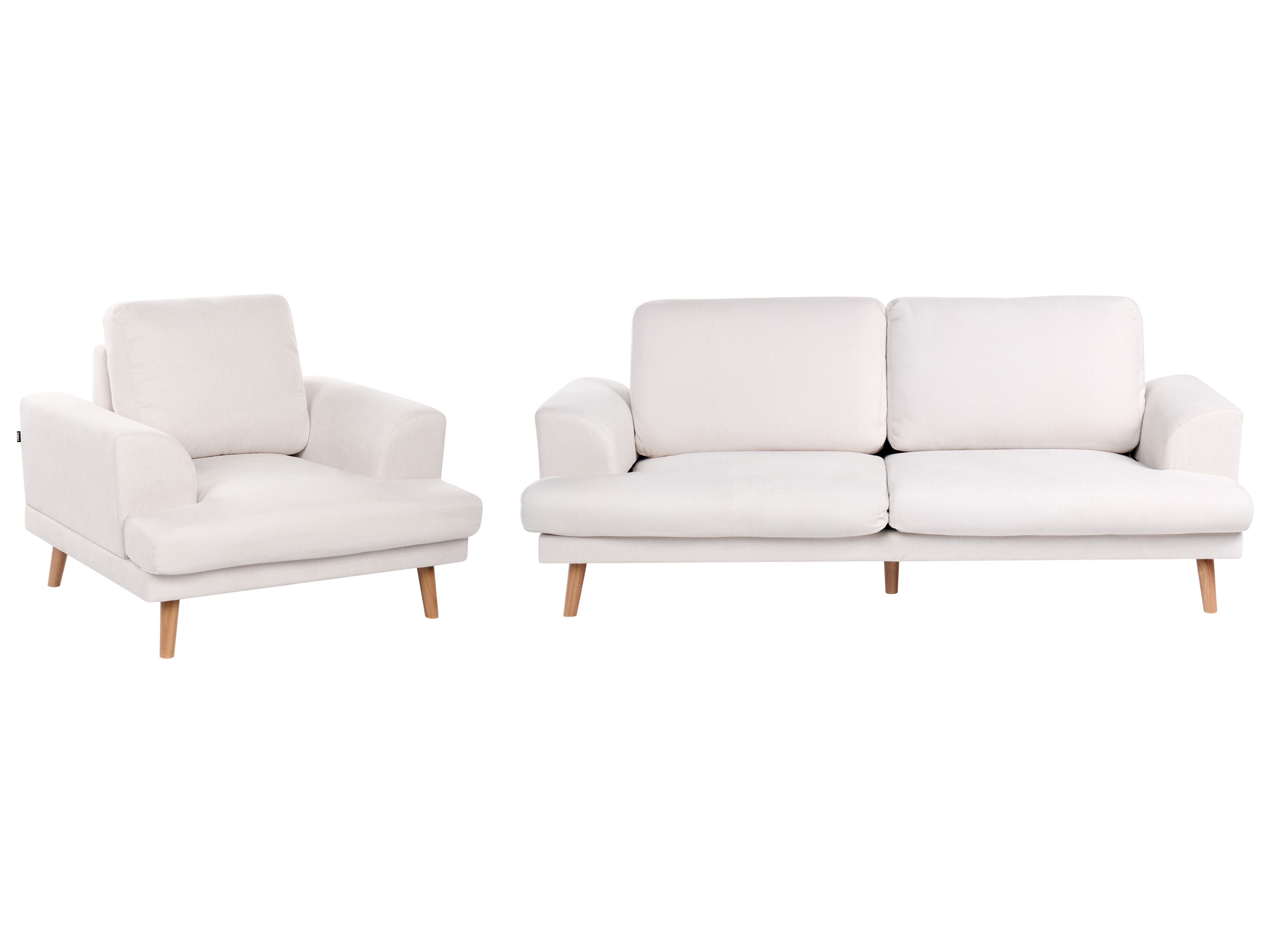 Living Room Set 4 Seater KILDAL Fabric Light Beige