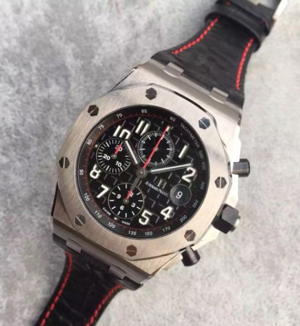 Replica Audemars Piguet JF Royal Oak Offshore Black Theme Black Leather Strap A3126 - Elite Watch Atelier