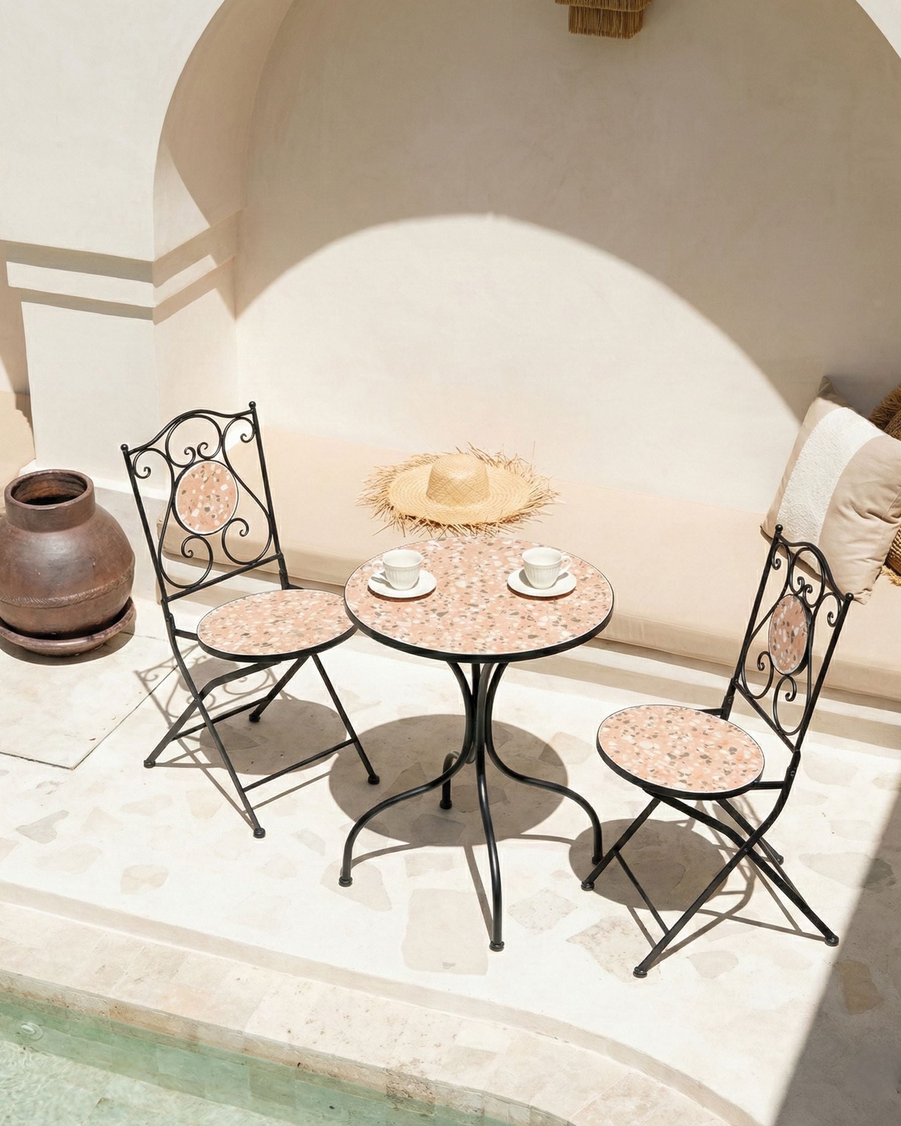 Set of 2 Garden Chairs ADRANO Folding Metal Black