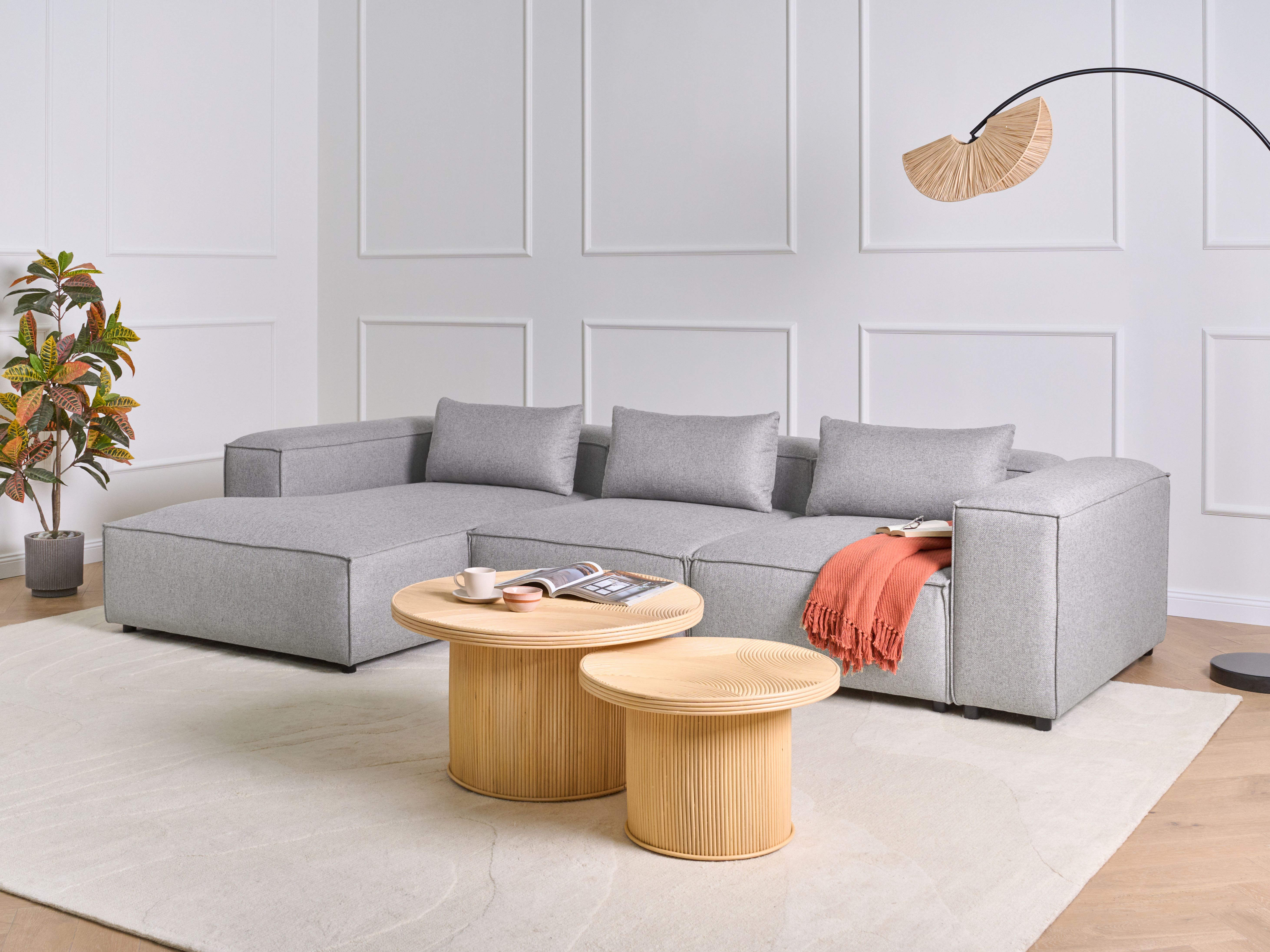 Modular Corner Sofa 4 Seater BRANDE Grey Right Hand