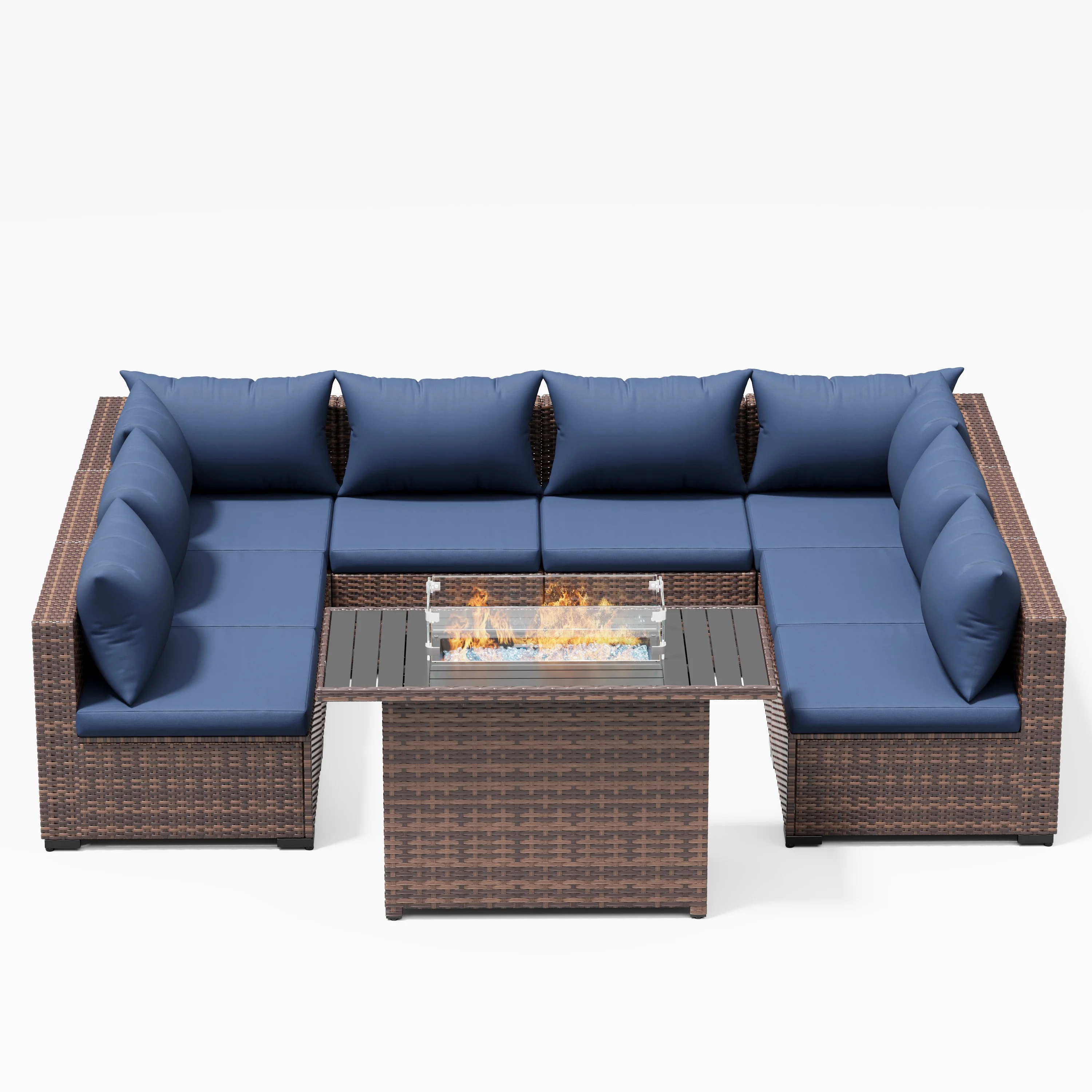 ELPOSUN Patio Furniture Set, Outdoor Patio Furniture Wicker Furniture Couch Set, 5 Pieces Outdoor Sectional Sofa, Patio Furniture Set, Outdoor Patio Set for Balcony Furniture (Grey) - Image 26