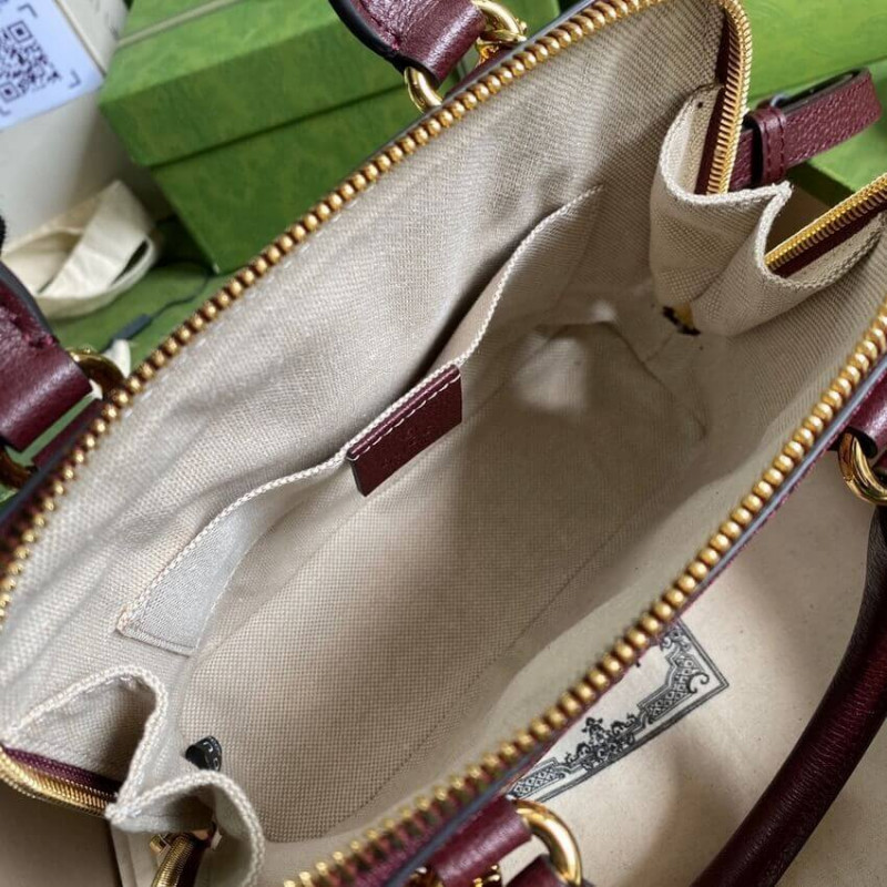 Replica Gucci Horsebit 1955 Gg Mini Bag 677212 In Burgundy Gg Canvas1:1High-quality replica