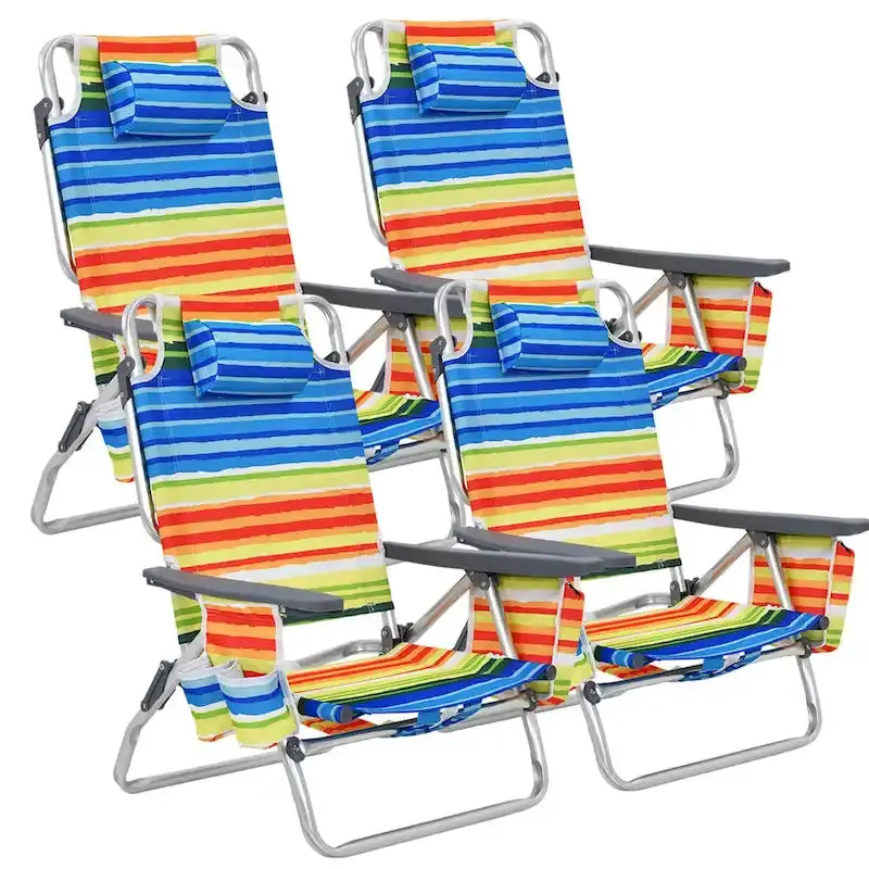 CraftPorch 4-Pack Folding Beach Chairs With 5-Position Recline - Image 7 CraftPorch 4-Pack Folding Beach Chairs With 5-Position Recline - Image 7