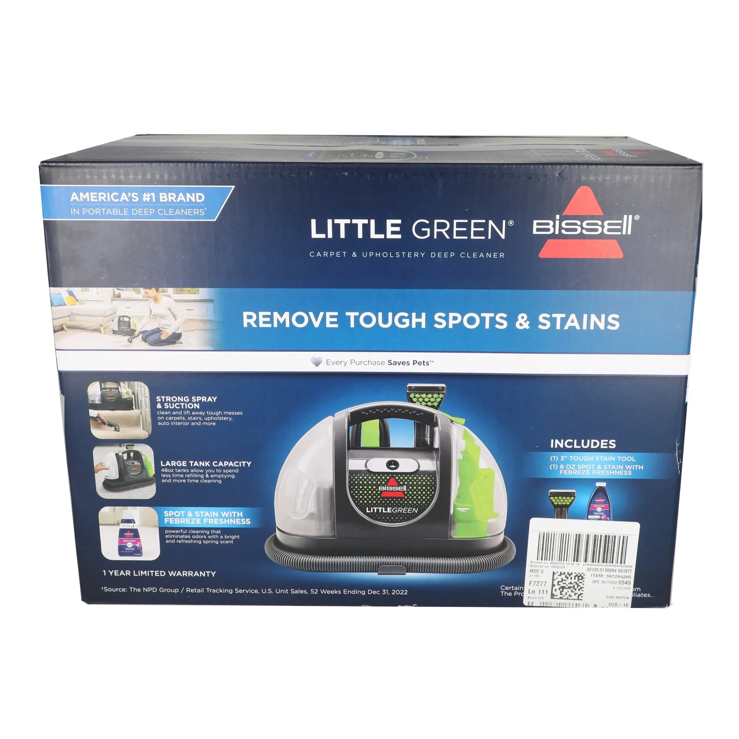 BISSELL Little Green Portable Deep Cleaner, for Carpet, Upholstery, and Auto, Lightweight, Strong Suction, Large Tank Capacity, 3369, Green - Image 11