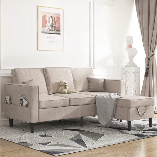 Mjkone Convertible Sectional Sofa Couch, L-Shaped Couch with Storage Ottoman, Couches for Living Room, Living Room Furniture Suitable for Small Space-Apartment/Upstairs Loft/Living Room (Dark Gray)