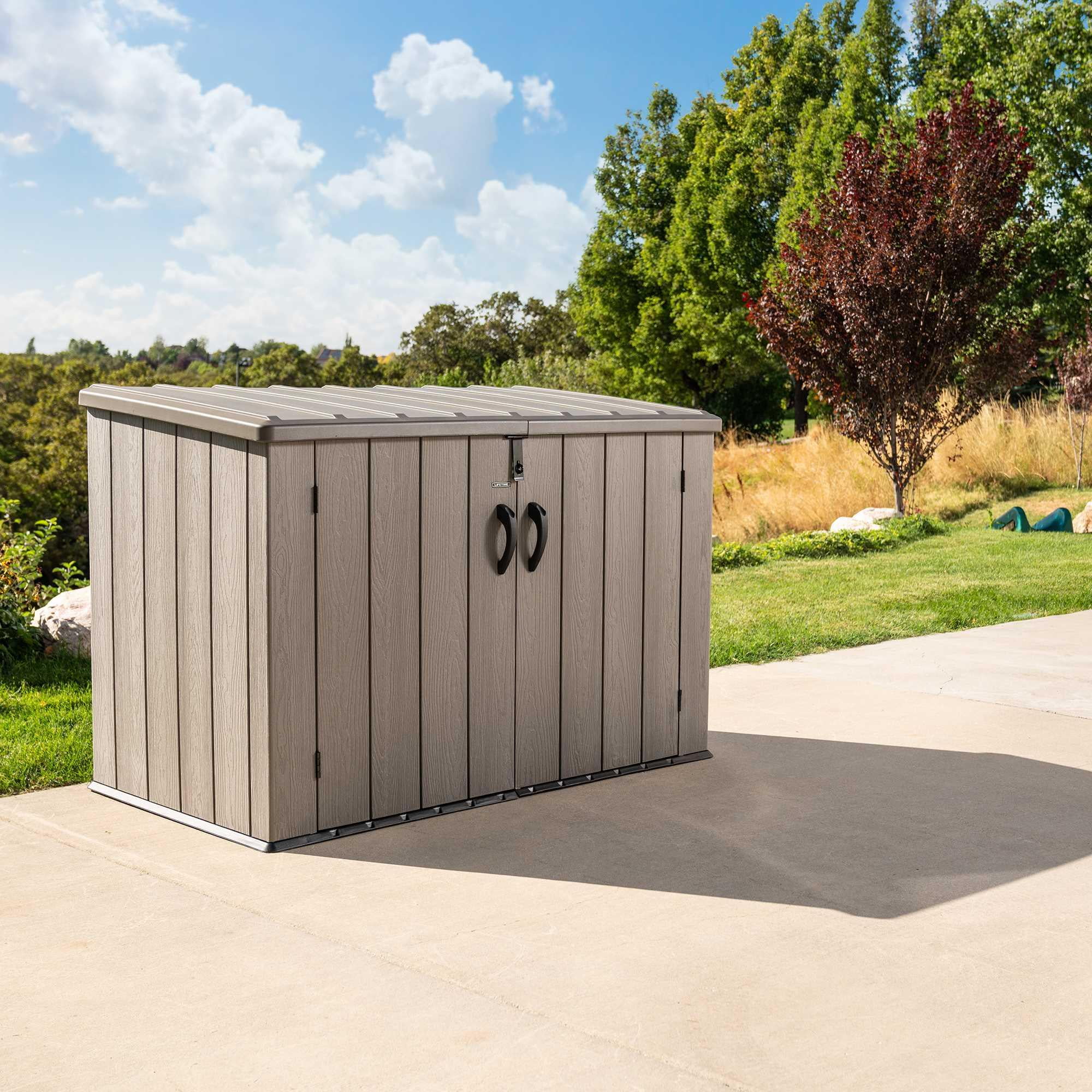 Lifetime Lockable DIY Polyethylene Horizontal Storage Shed, 75 cubic ft., Light Brown (60341) - Image 6