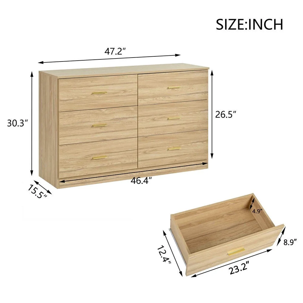 Kadyn White Chest of Drawer, 6 Double Drawer Dresser for Bedroom, Modern Storage Cabinet for Living Room, Dresser - Image 59