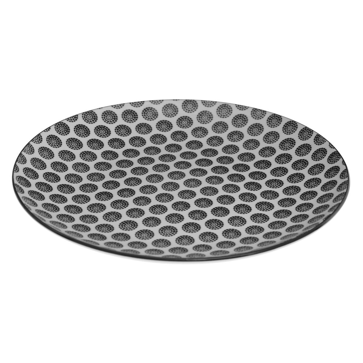 Set of 6 dinner plates "Bohemia" D.26.5 cm, Black & White