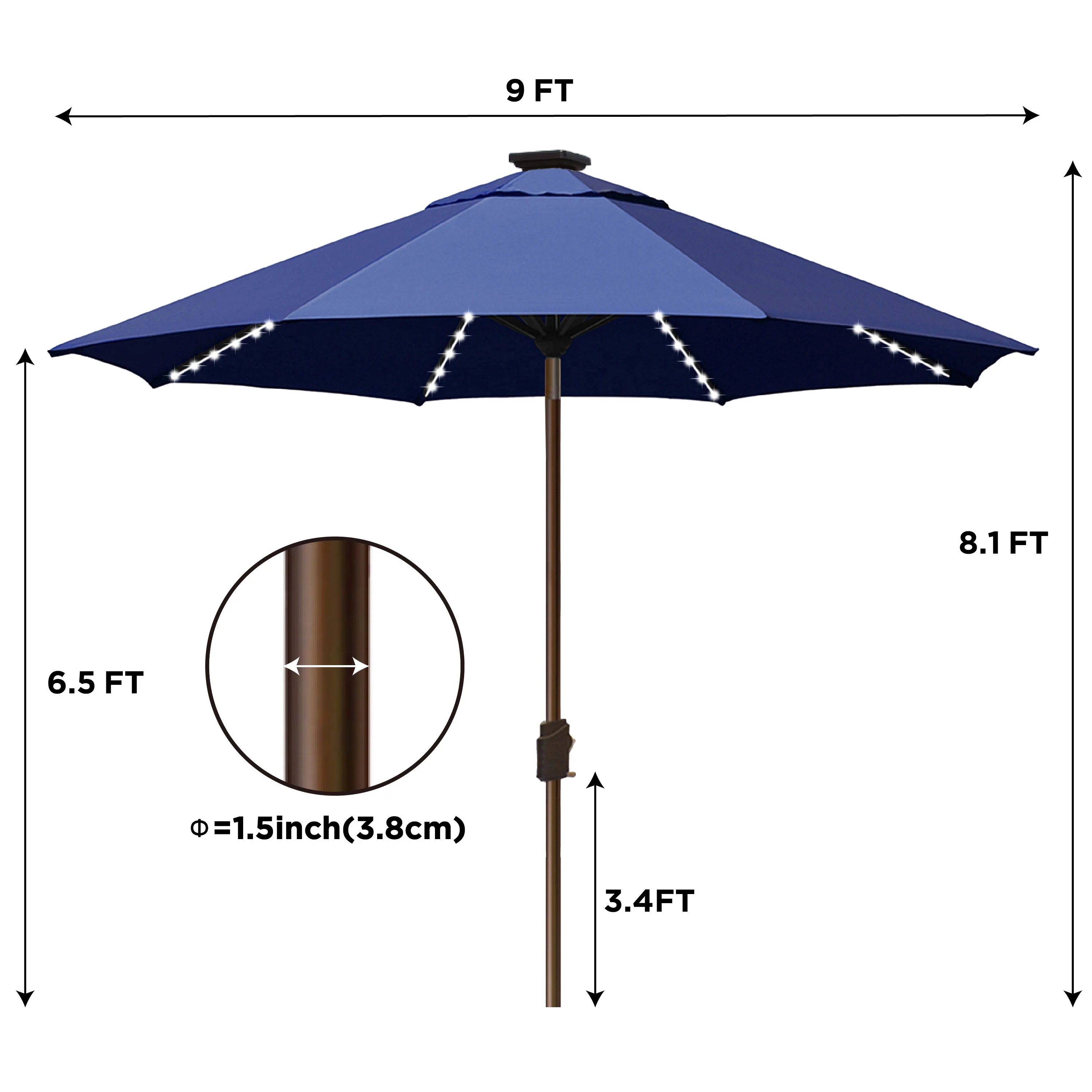 EliteShade Sunbrella Solar Umbrellas 9ft Market Umbrella with 80 LED Lights Patio Umbrellas Outdoor Table Umbrella with Ventilation and 5 Years Non-Fading Top,Ruby - Image 41