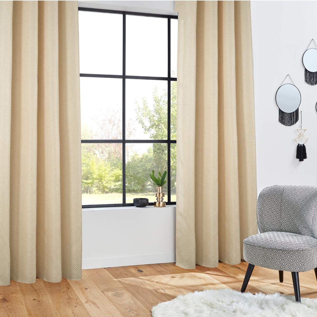 Curtain "G&eacute;om", jacquard pattern Beige, 140x260 cm