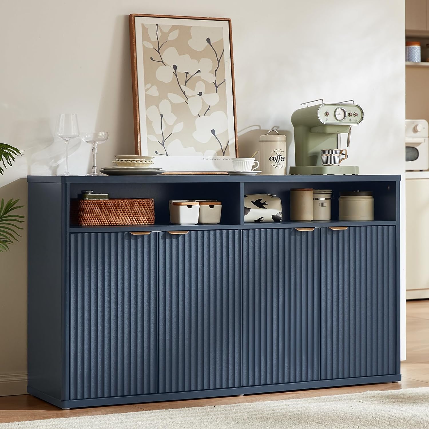 LEYAOYAO Fluted Buffet Cabinet with Storage, 55