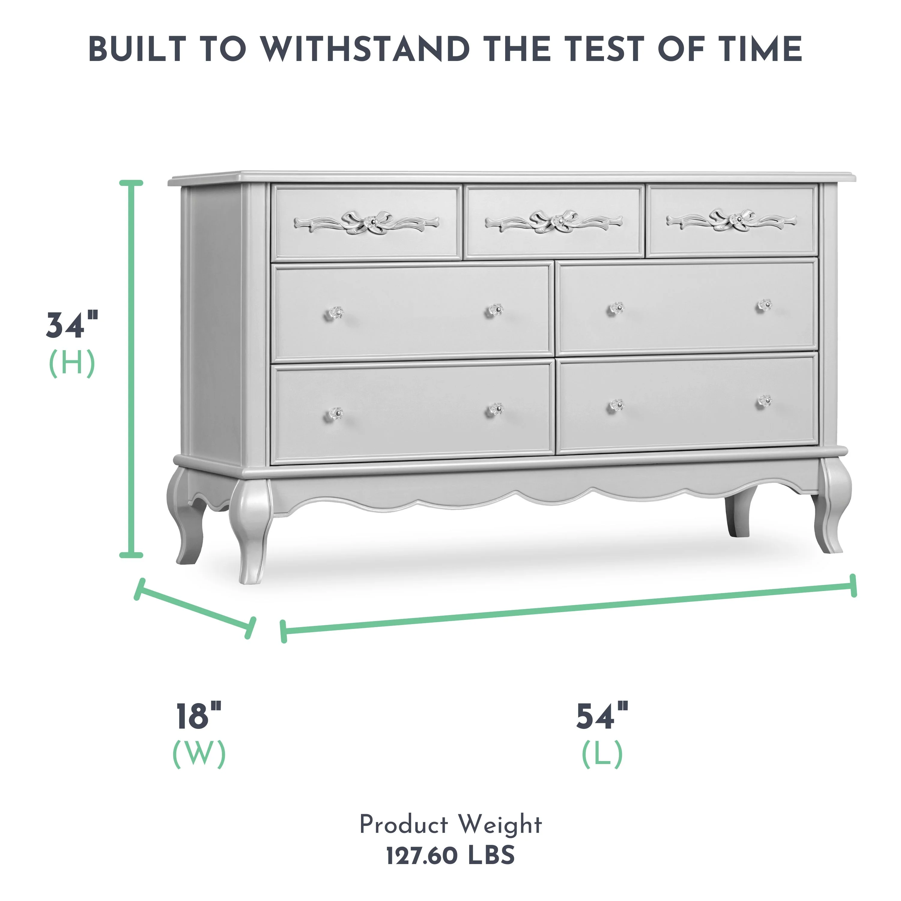 Evolur Aurora 7-Drawer Double Dresser in Ivory Lace, Spacious Drawers - Image 20
