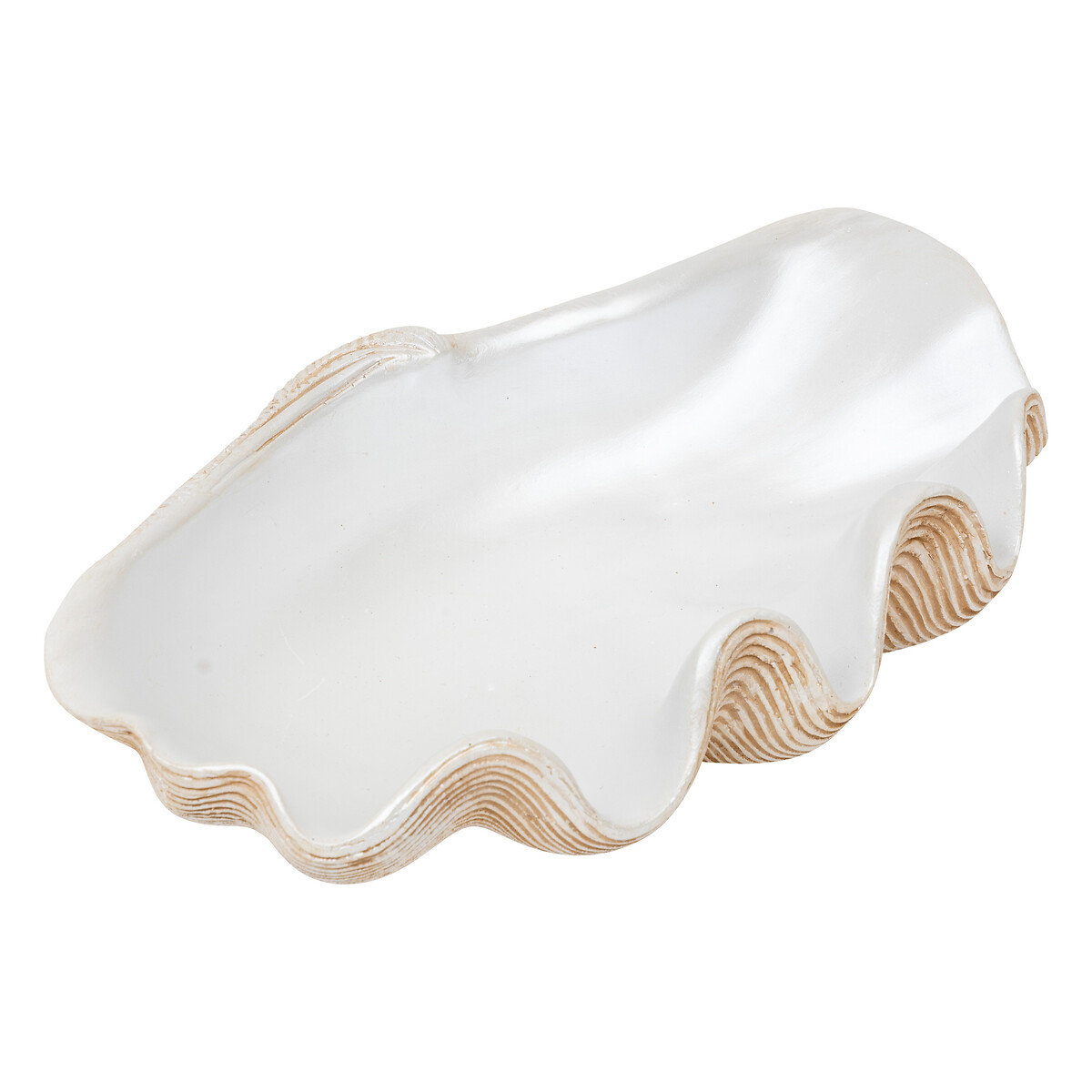 Bowl "Oceane" Resin, Warm White, L.36 cm