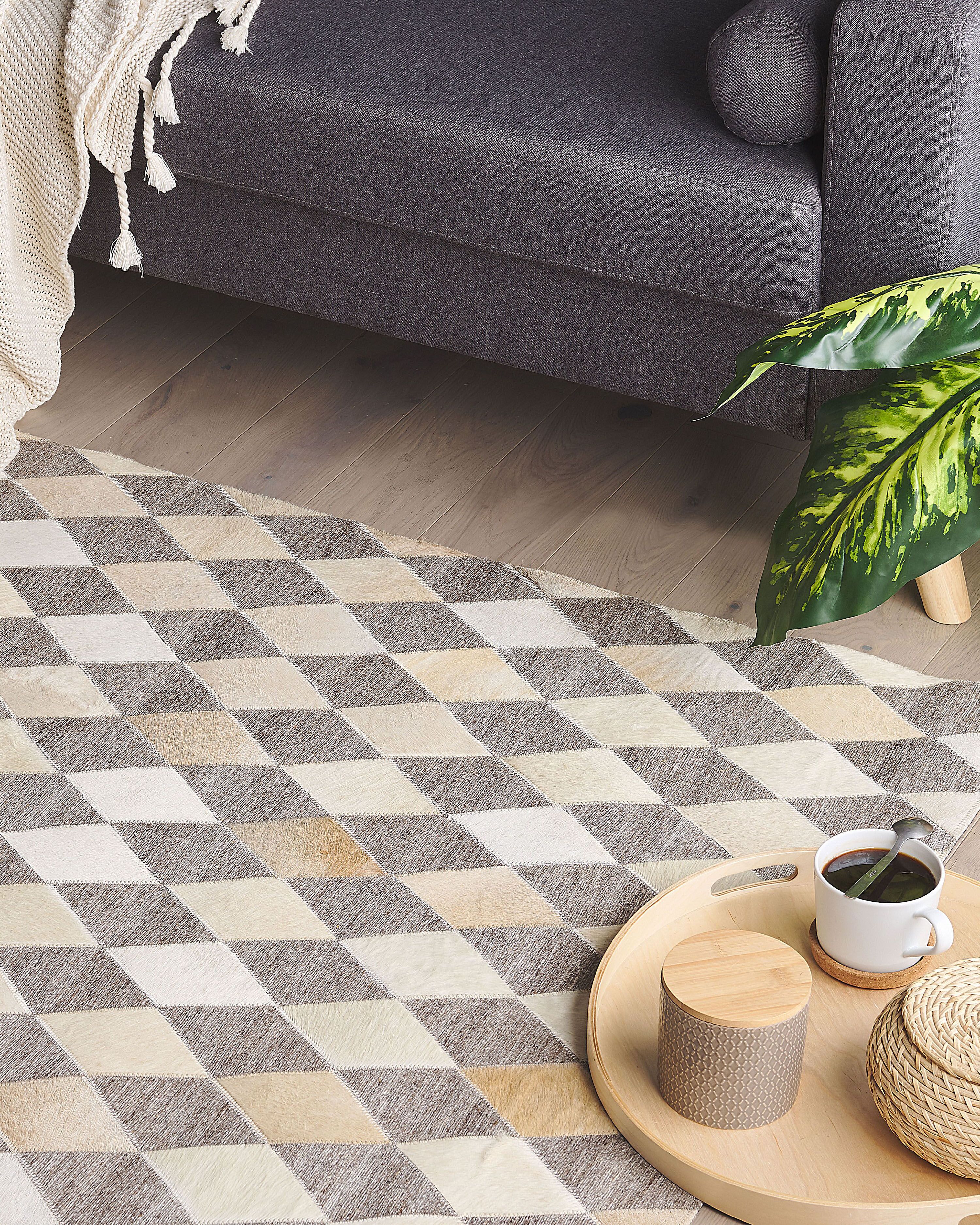 Rug SESLICE Beige 160 x 230 cm Leather