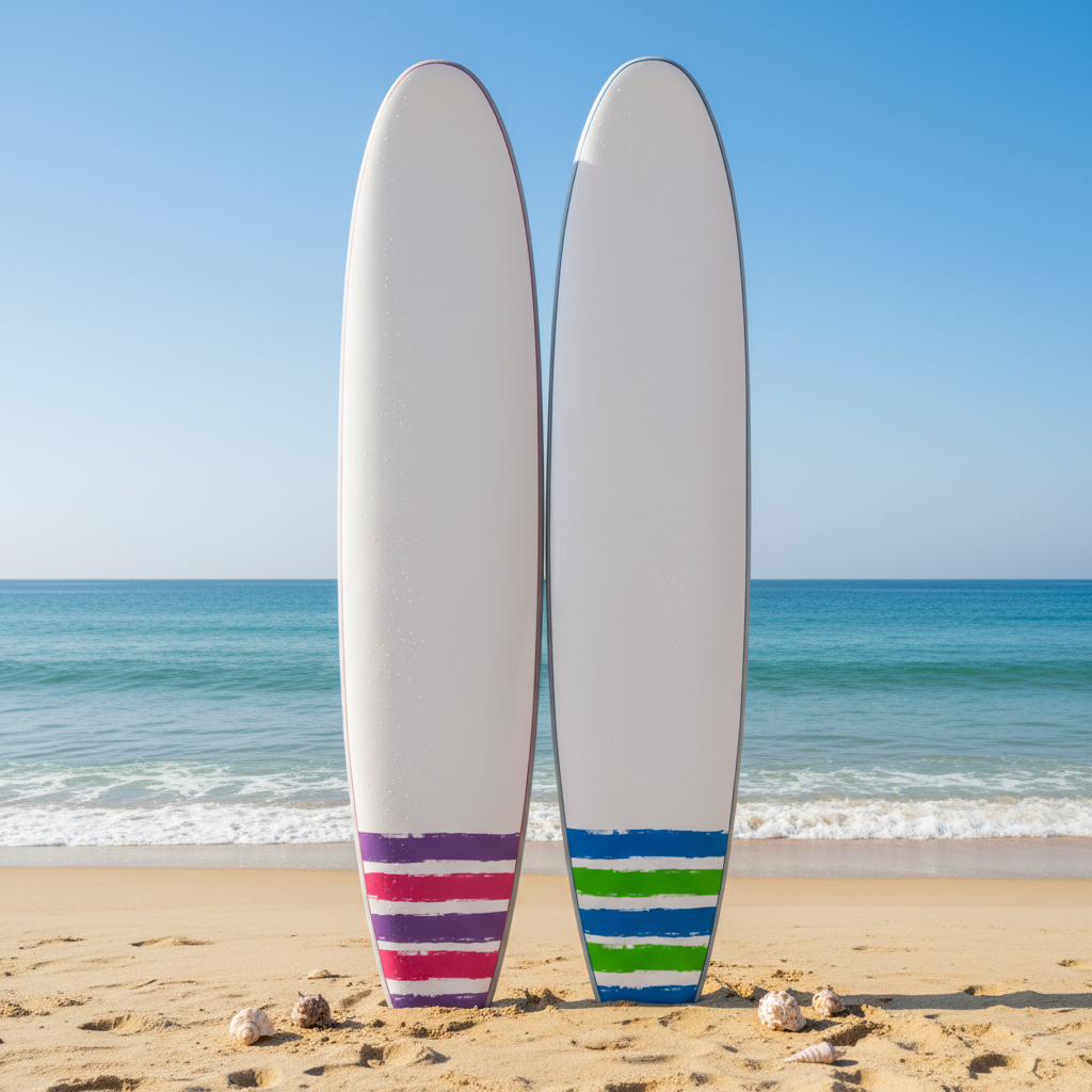 Soft Top Surfboard-7/8/9 Feet Wax-Free EVA EPS Foam Unisex Includes Fins for Ocean Water Sports
