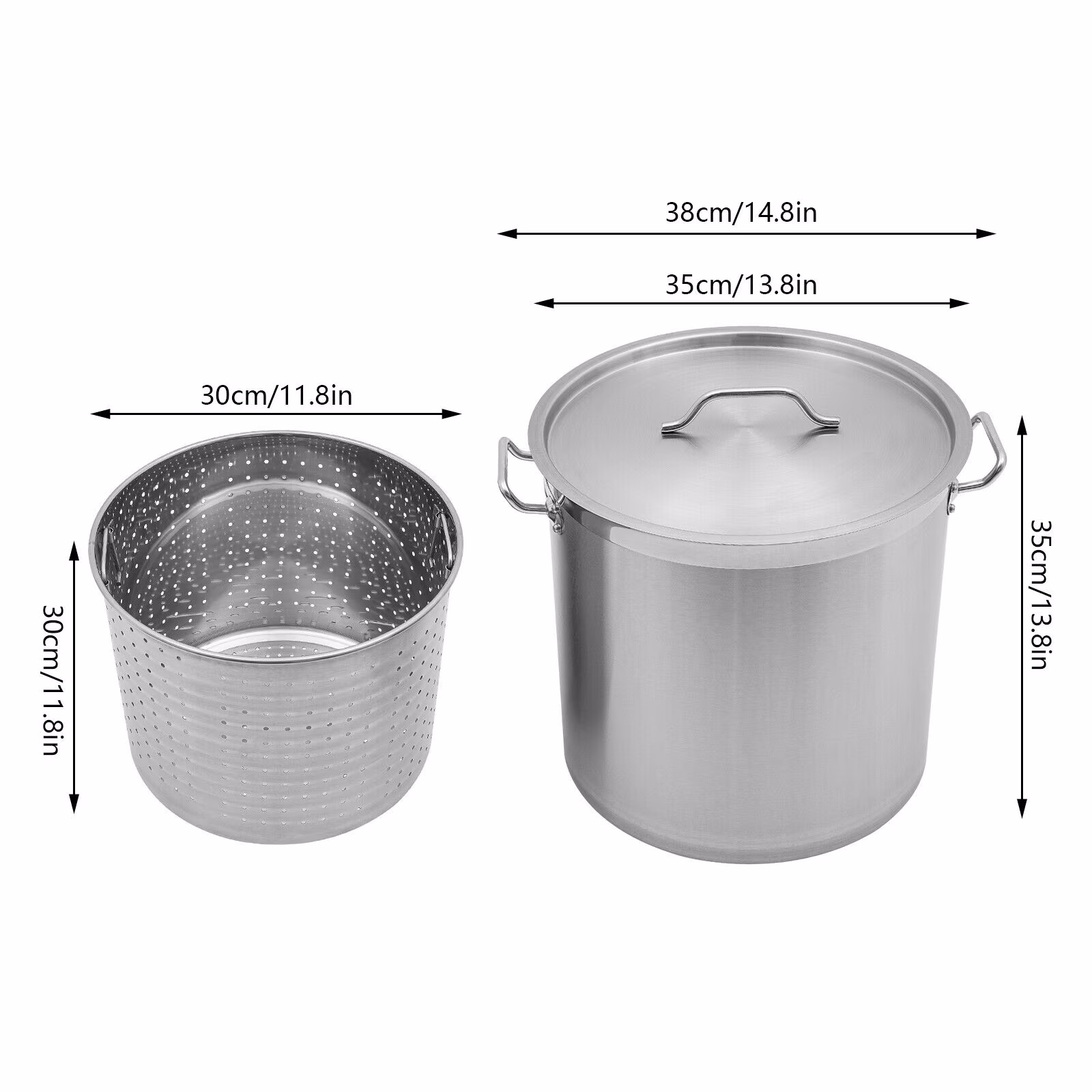 33/52 Quart Stock Pot Stainless Steel Large Kitchen Soup Big Cooking Restaurant for Hotels, Restaurants, Homes