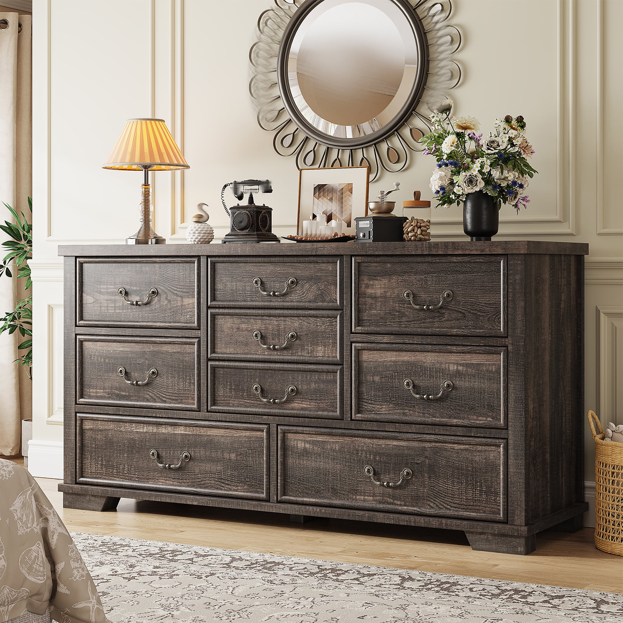 EnHomee Wood Dressers for Bedroom with 9 Drawers White Dresser Chest of Drawers for Living Room - Image 27