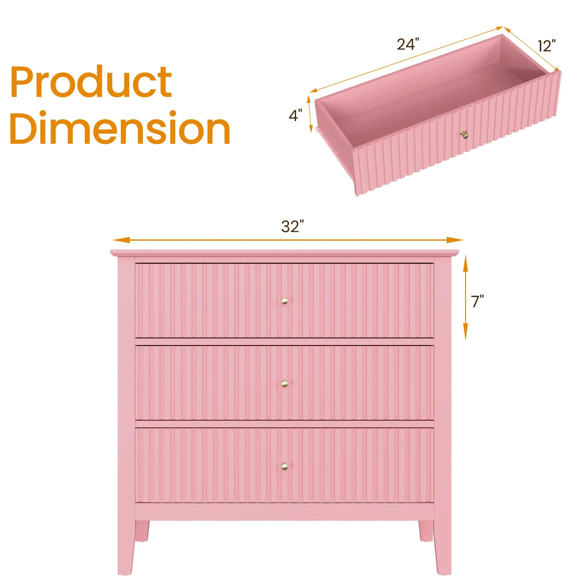 Heynemo Beige 6 Drawer Dresser, Fluted Modern Wood Chest - Image 87
