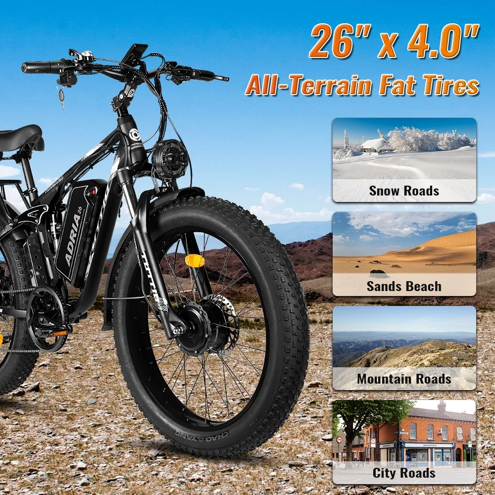 TUTTIO Adria26 5000W Electric Mountain Bike for Adults, 26" Fat Tire E-Bike for Men, 7 Speed, Max 46Mph - Image 3