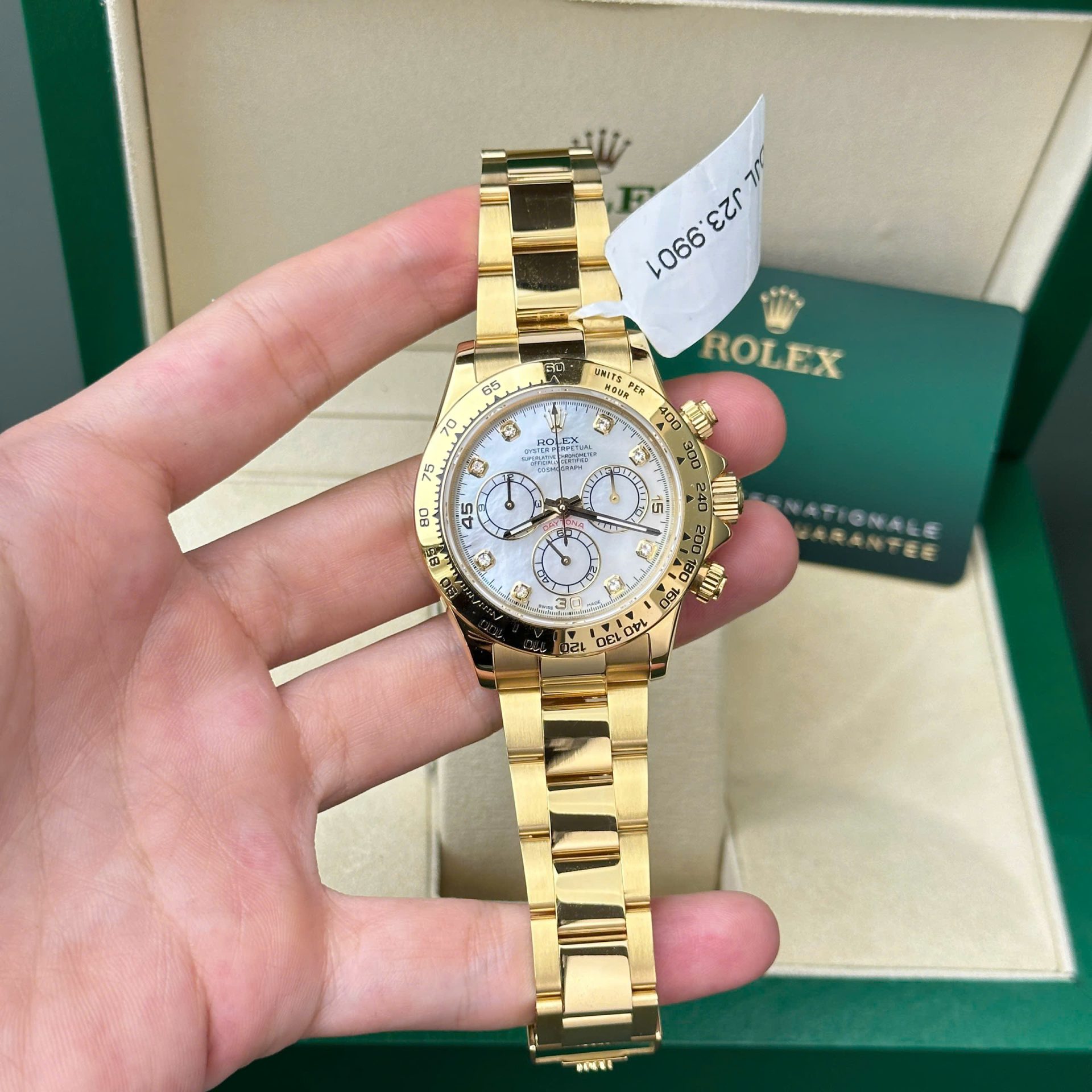 Rolex Daytona 116508 Gold Wrapped Replica 11 Watch Dial Mother Of Pearl 40mm - Elite Watch Atelier